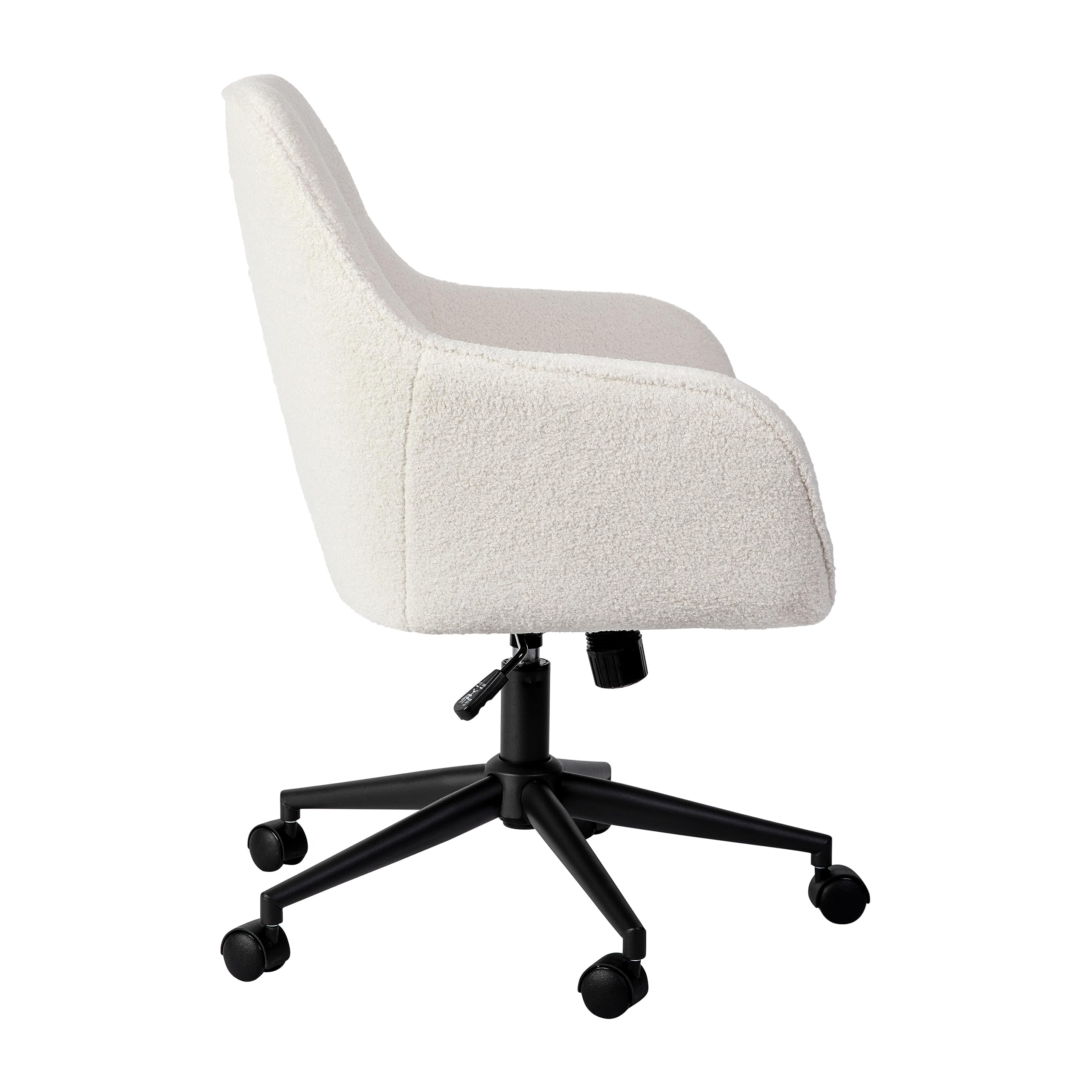 Martha Stewart Rayna Swivel Task Chair with Flared Arms - White Boucle Fabric & Oil Rubbed Bronze Frame - Ergonomic Home Office Chair for Comfortable Working & Studying