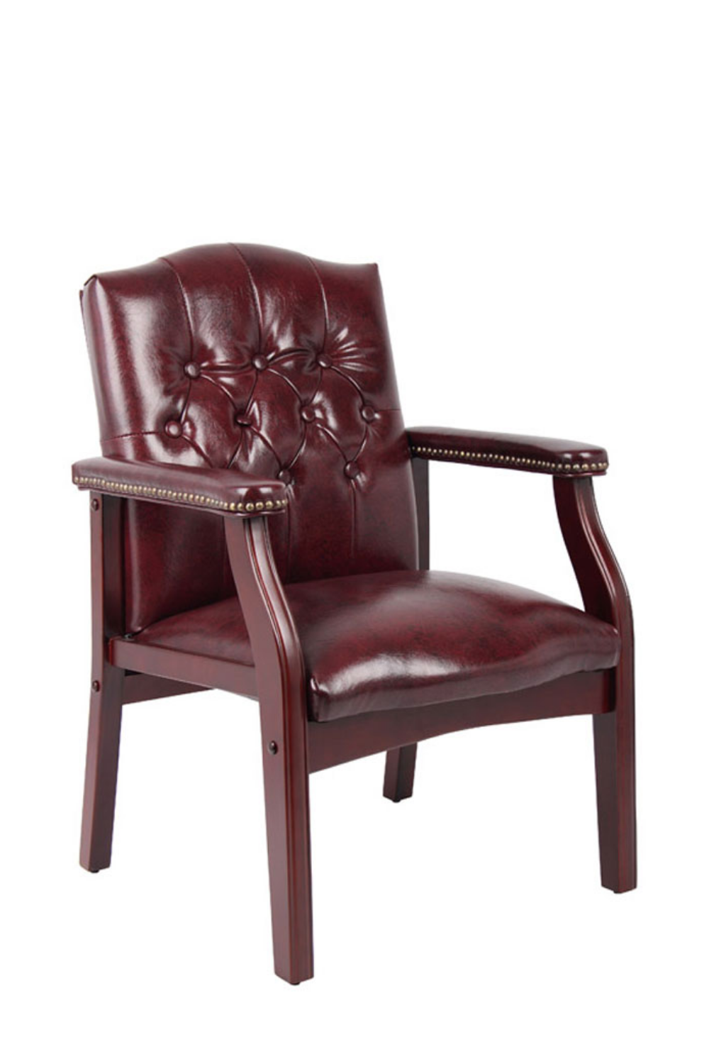 Boss Traditional Black Caressoft Guest Chair with Mahogany Finish - Elegant Accent & Dining Chair for Home & Office (Model B959) | Perfect for Living Rooms, Dining Areas & Reception Spaces