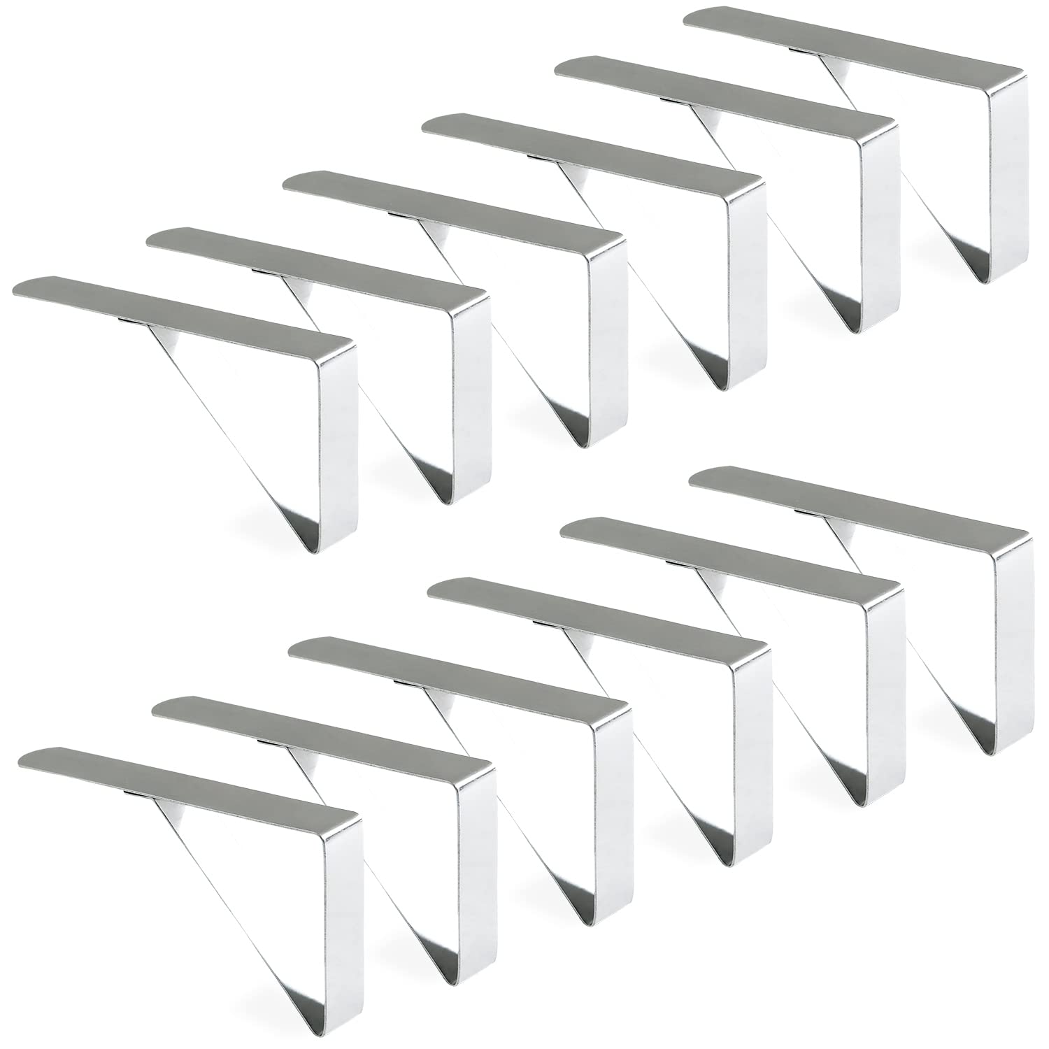 12 Pack Stainless Steel Tablecloth Clips - Heavy Duty Picnic Table Clamps for Outdoor, Patio, Party & Camping Use - Secure Table Cover Holders for Windy Days & Events
