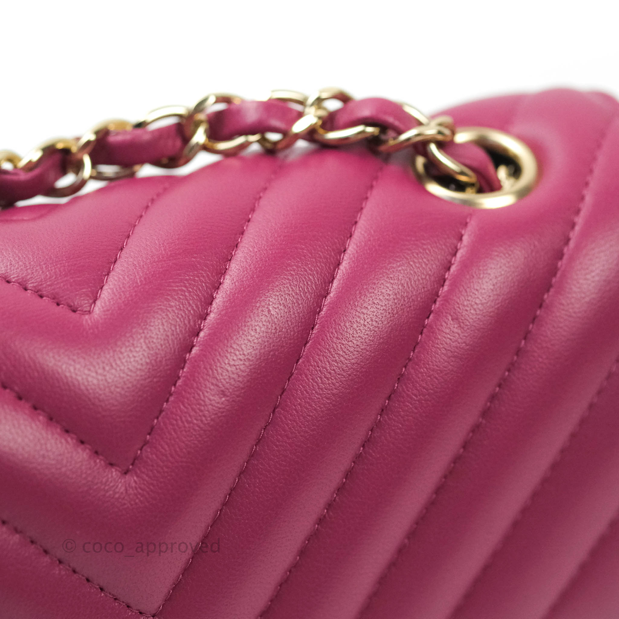 Chanel Chevron Mini Rectangular Lambskin Flap Bag in Dark Pink with Gold Hardware - Perfect for Evening Events & Luxury Fashion Accessories