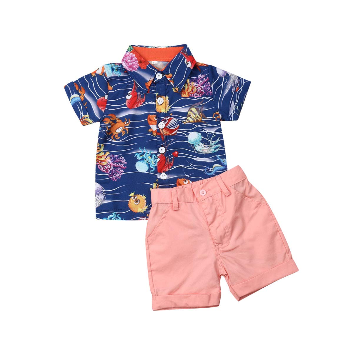 Boys' Summer Short Sleeve Button Down Shirt & Shorts Set - Cute Toddler Outfit for Playtime & Beach Vacations