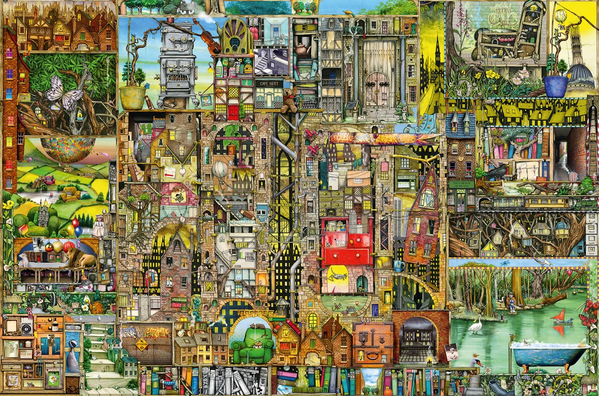 Ravensburger 5000-Piece Bizarre Town Puzzle by Colin Thompson - High-Quality European-Made Jigsaw for Adults & Teens 14+ - Perfect for Family Bonding, Stress Relief & Home Decor