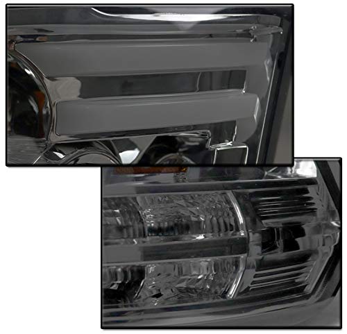 Smoke LED DRL Projector Headlights for 2013-2018 Ram 1500/2500/3500 - High Performance Replacement Headlamps with Daytime Running Lights - Perfect for Off-Roading & Night Driving