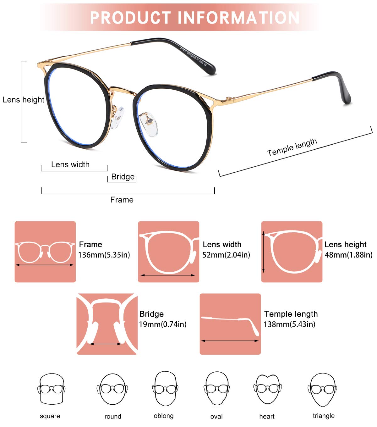 DUCO Blue Light Blocking Glasses for Women & Men - Computer Eyewear for Office & Gaming