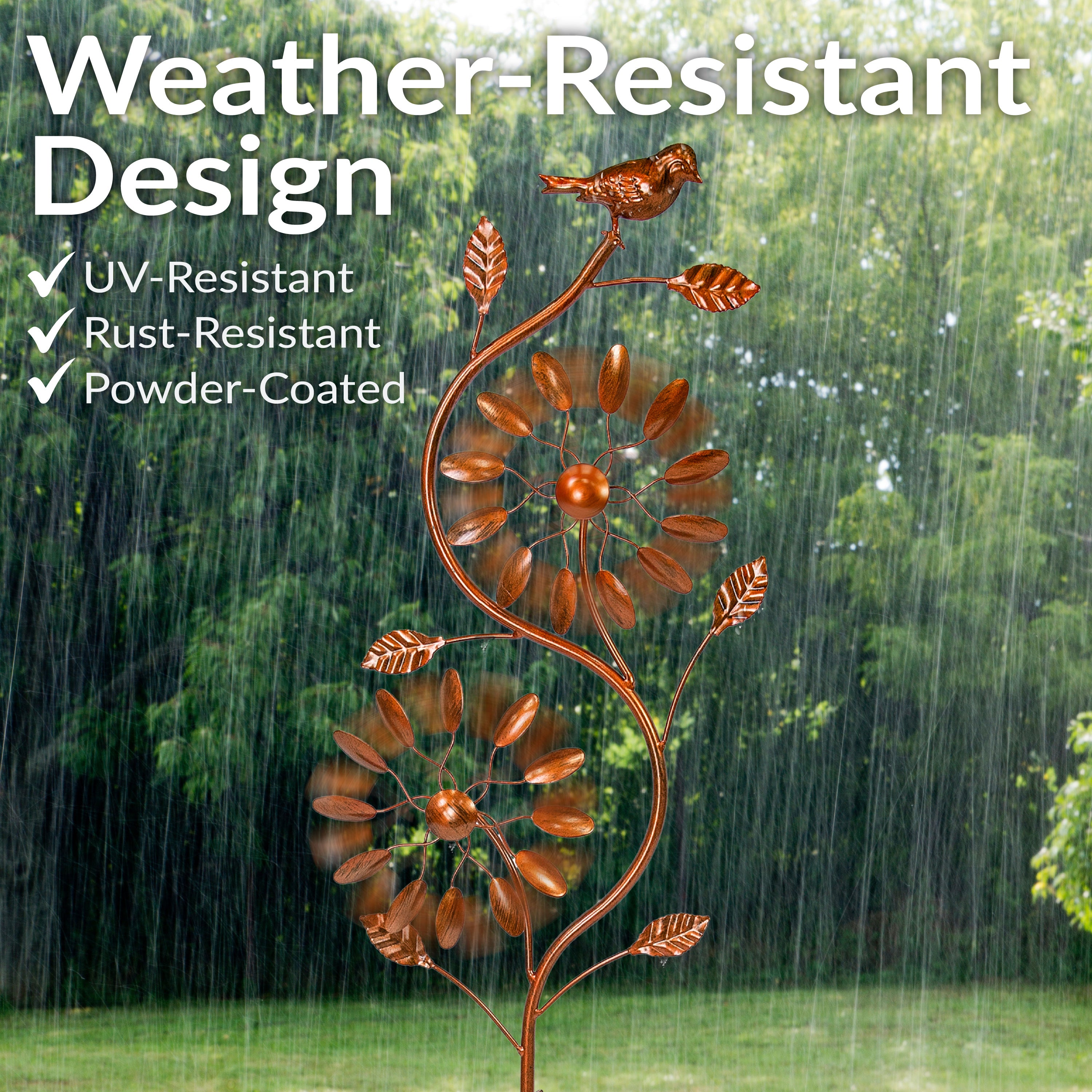 Sunnydaze Twirling Twigs Metal Wind Spinner - 48 Inch Outdoor Garden Decor, Windmill Spinner for Yard, Patio, Lawn - Durable Weather-Resistant Metal Wind Spinner for Home & Garden Decoration