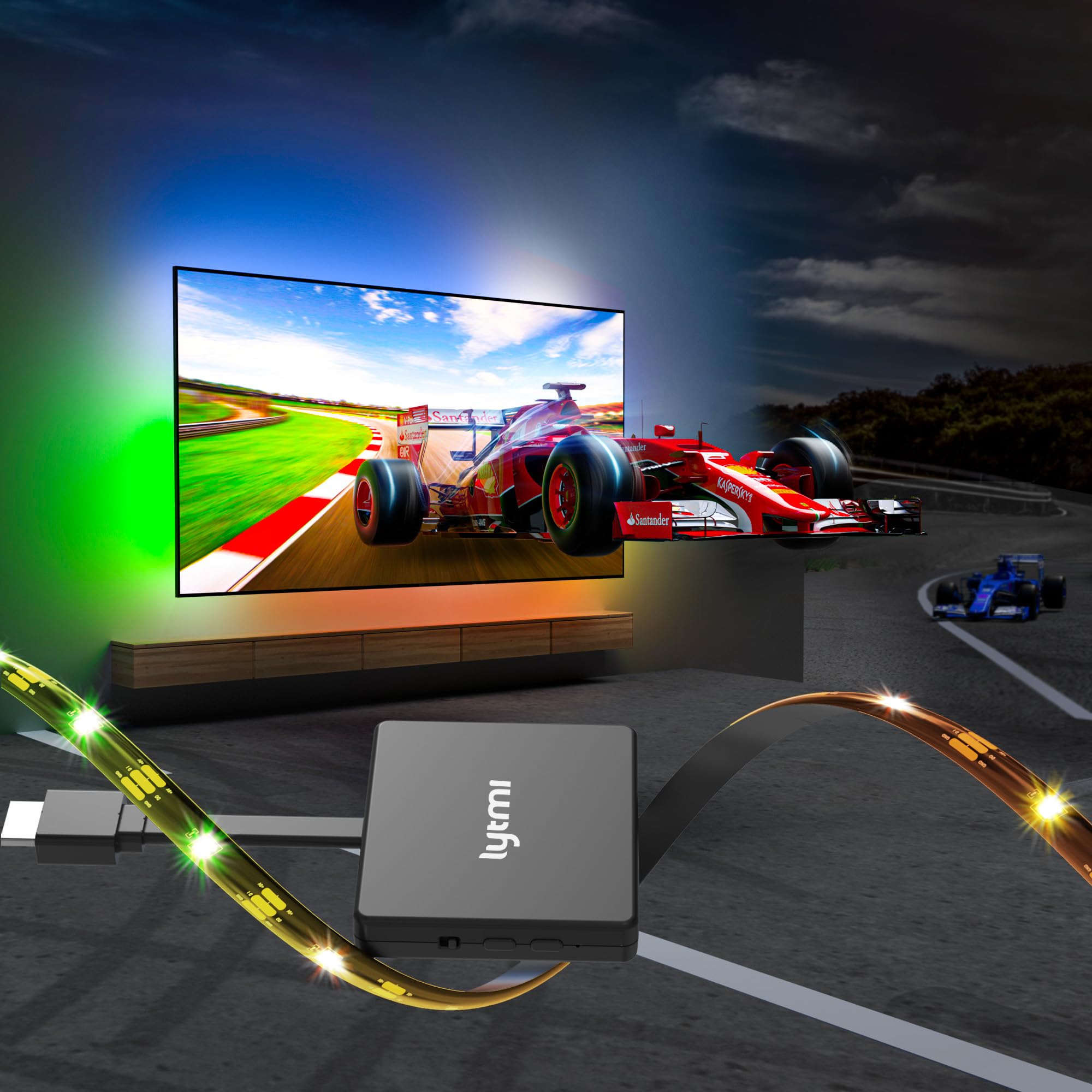 Lytmi TV LED Backlight with HDMI 2.0 Sync - RGBIC Smart Backlight for 56-75 inch TVs | Plug & Play, Cuttable Light Strips | Sync with Games, Music & Movies | Perfect for Home Theater & Gaming Setup