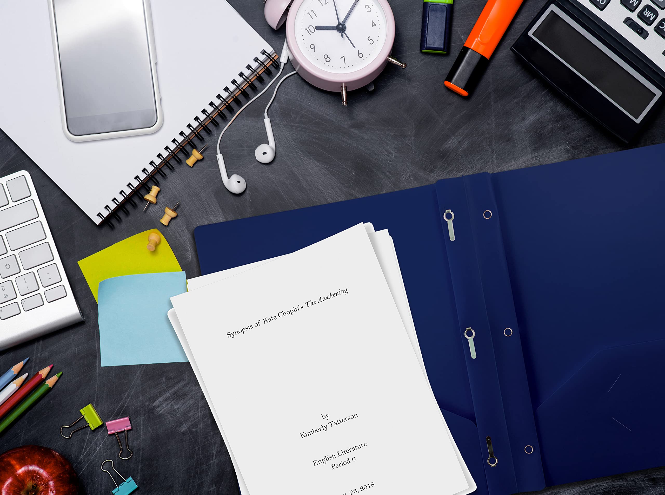 Better Office Products Heavyweight Blue Plastic 2-Pocket Folders with Prongs - Letter Size Poly Folders, 24 Pack with 3 Metal Fastener Clips - Perfect for School, Office Filing & Document Organization