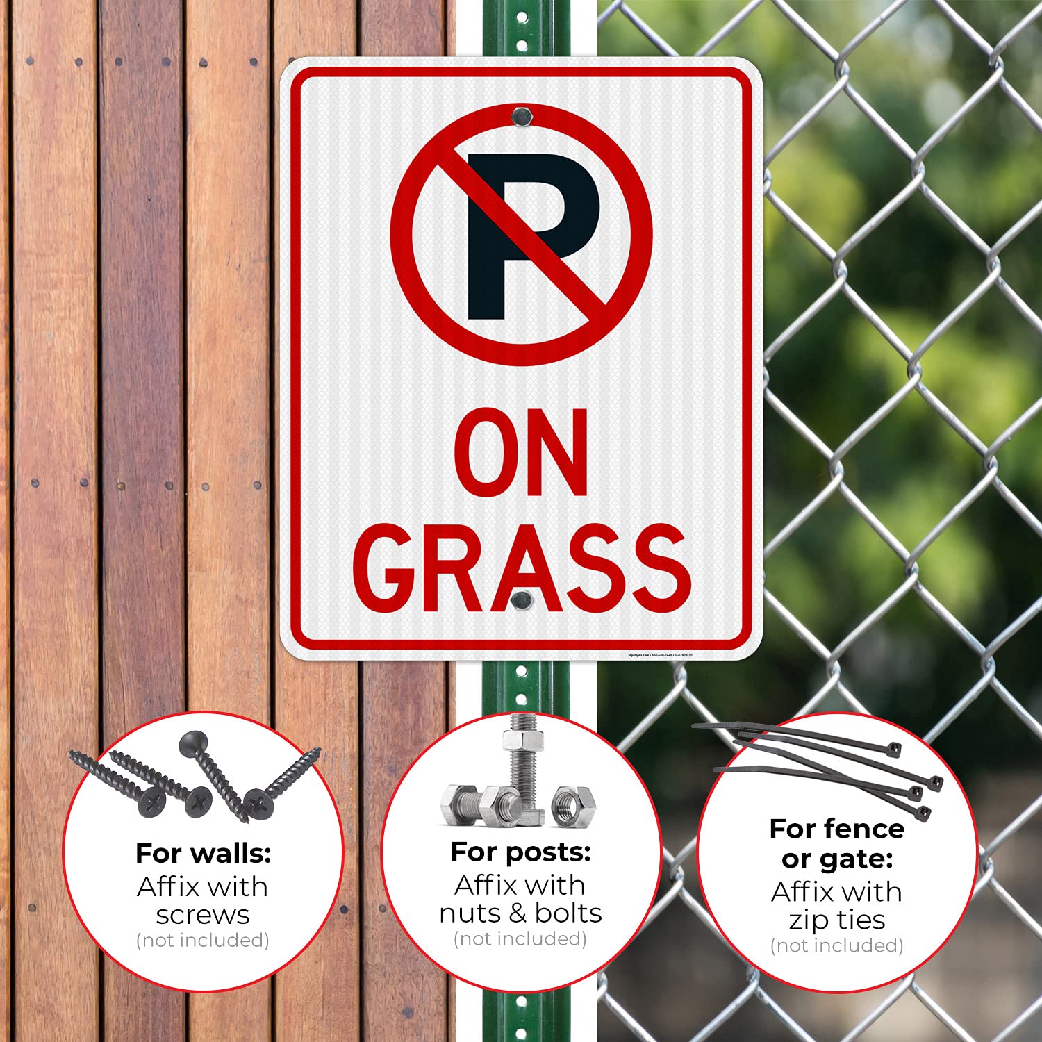 No Parking Sign - 24x30 Inches, 3M EGP Reflective .080 Aluminum, Fade Resistant, Heavy-Duty On-Grass Signage - Made in USA - Perfect for Parking Lots, Driveways & Restricted Areas