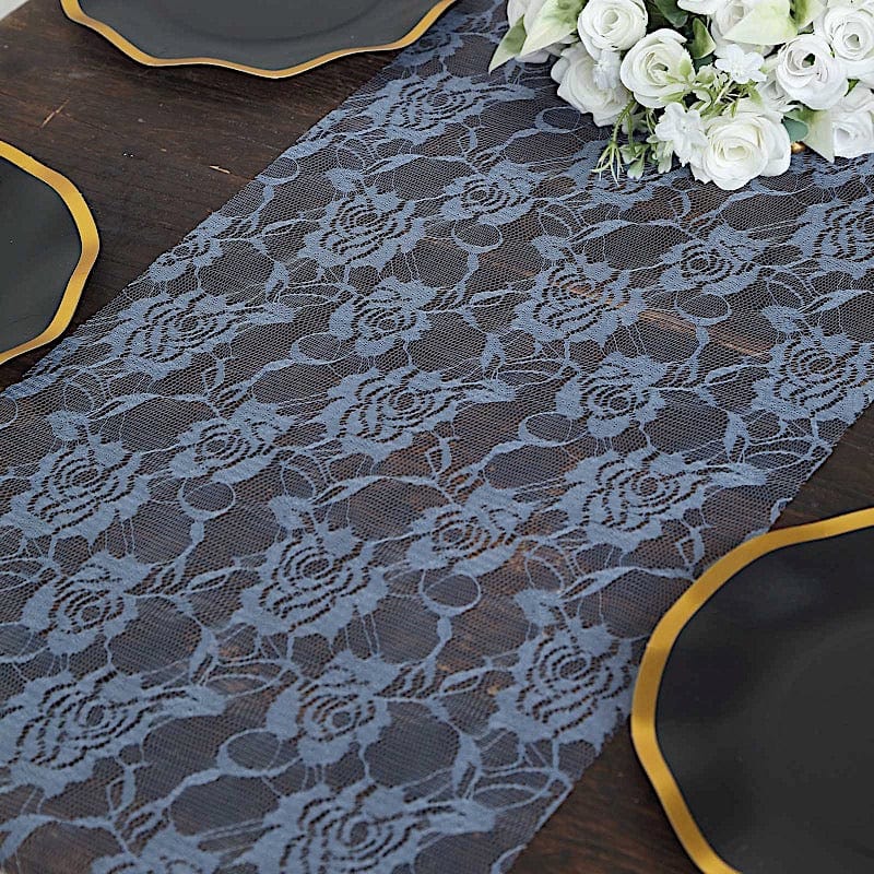 12-Pack 108-Inch Rose Flower Lace Table Runners - Elegant Wedding, Party, Dining Table Decor for Home & Event Decoration