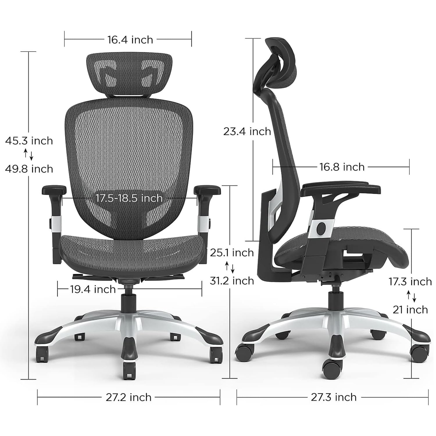 Staples Hyken Ergonomic Swivel Task Chair - Adjustable Office Chair with Breathable Mesh Back & Lumbar Support - Black - Ideal for Home Office, Gaming & Workspace Comfort