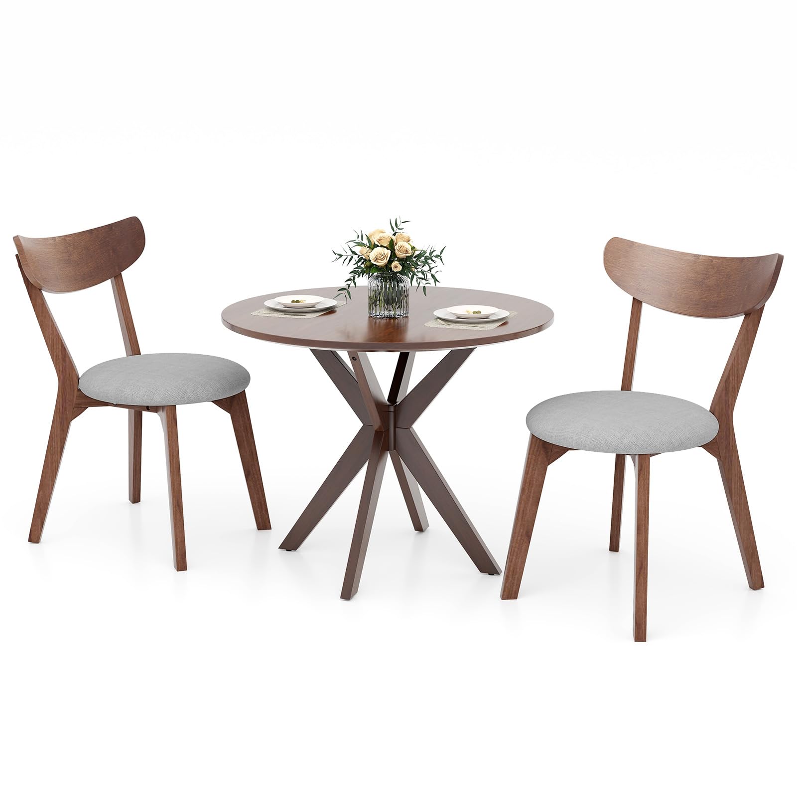 ERGOMASTER 2-Piece Dining Table Set - Compact Kitchen Table & Chairs for Small Spaces | Perfect for Dining Room, Kitchen, Café, Restaurant & Living Room | Ideal for Apartments, Breakfast Nooks & Cozy Dining