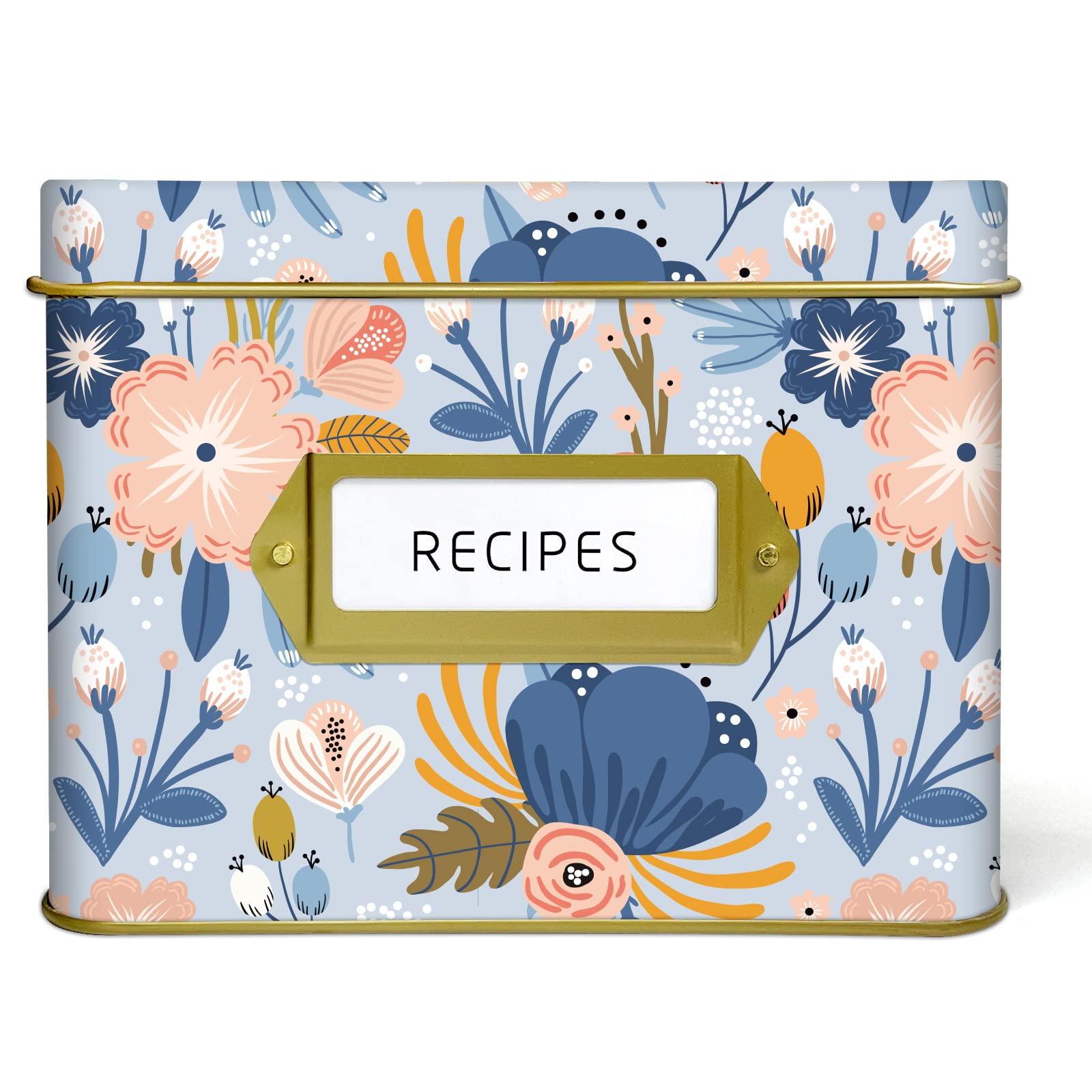 4x6 Recipe Card Box - Durable Metal Recipe Holder & Decorative Storage Tin with Gift Box - Perfect for Organizing Kitchen Recipes, Meal Planning & Holiday Gifting
