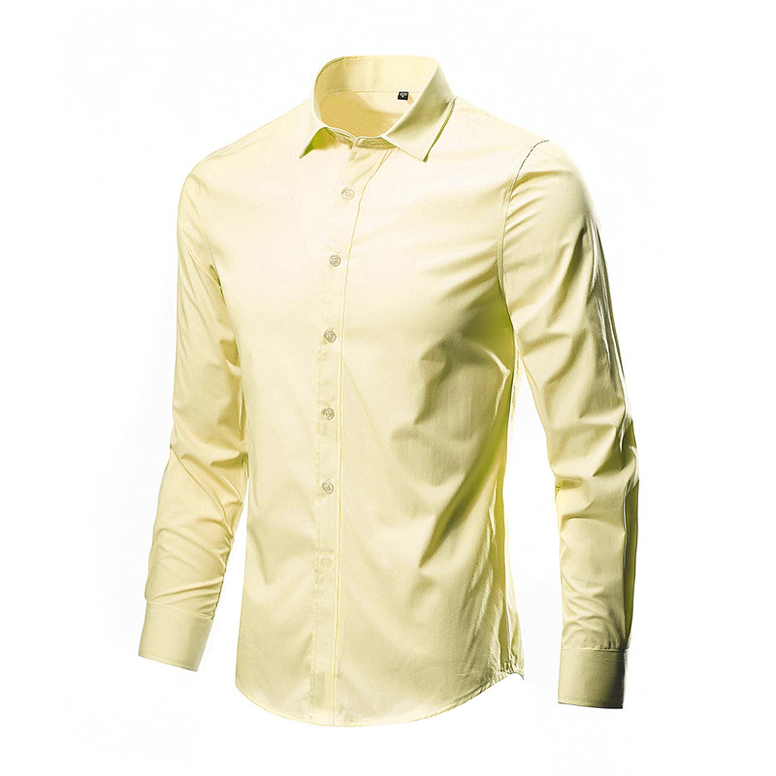 WENKOMG1 Men's Slim Fit Business Casual Dress Shirt - Long Sleeve Office Work Shirt with Lapel for Spring & Summer | Professional, Formal & Everyday Wear