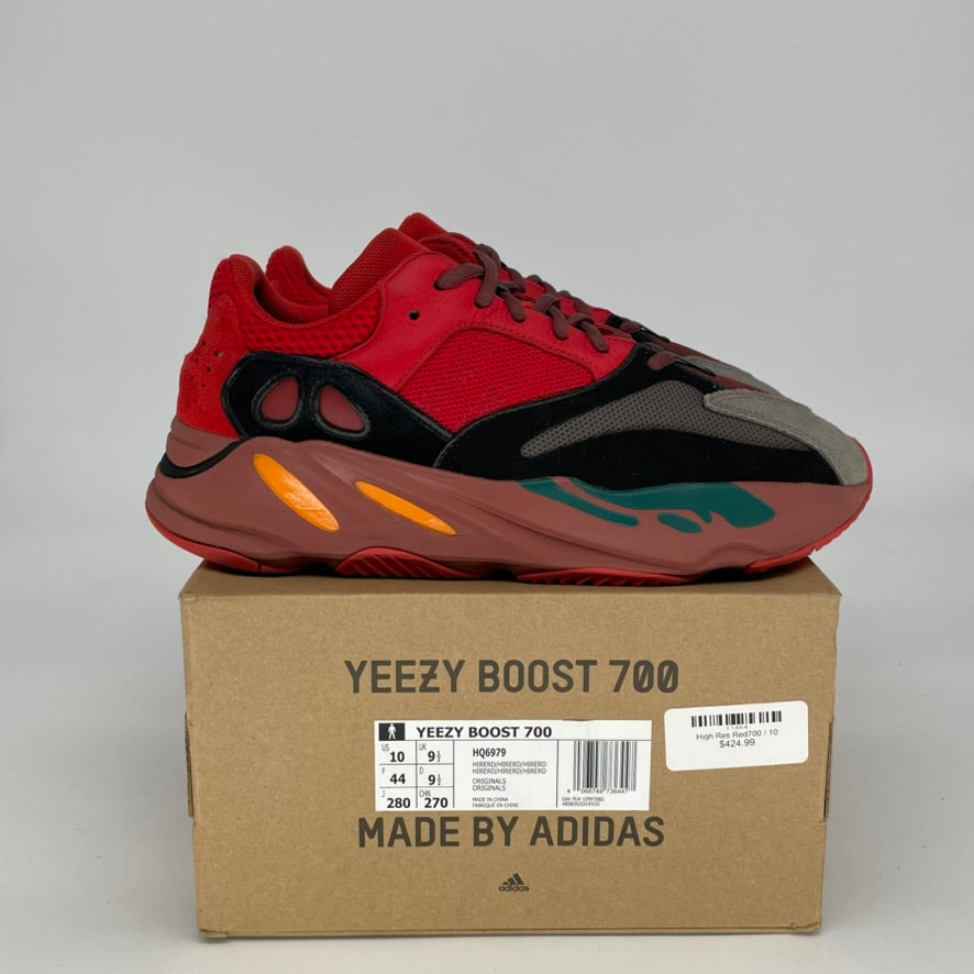 Adidas Yeezy Boost 700 Hi-Res Red Sneakers - Men's Size 10 / Women's Size 11.5 (HQ6979) | Comfortable Running Shoes for Gym, Casual Wear & Street Fashion