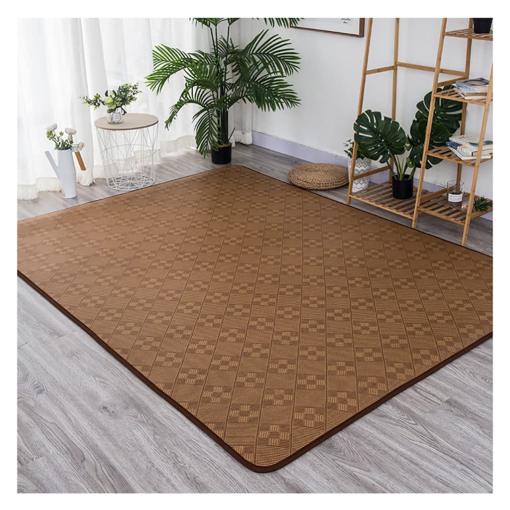 Natural Rattan Floor Mat - Breathable Bamboo Summer Mat for Living Room & Bedroom, Thick Edging, Sweat Absorbing, Multiple Sizes (60x120cm/120x240cm) - Perfect for Home Decor, Yoga, and Outdoor Picnics