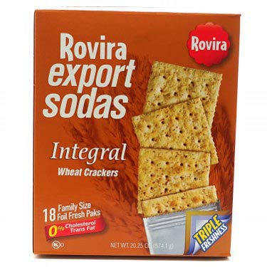 Rovira Export Premium Wheat Crackers - 18 Individually Wrapped Foil Fresh Packs (20.25oz Large Box) - Perfect for Snacking, Parties & Travel