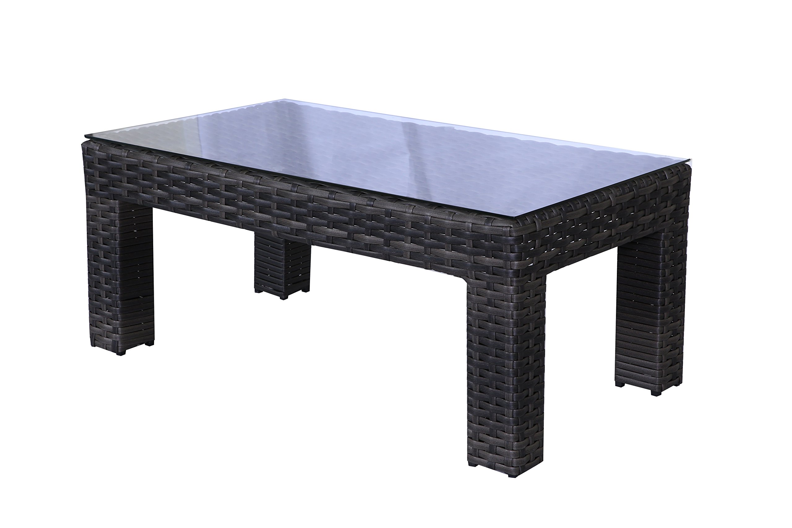 Modern Two-Tone Wicker Rattan Coffee Table - Round Boho Side Table for Living Room, Patio & Outdoor Use - Perfect for Coffee, Books & Decor