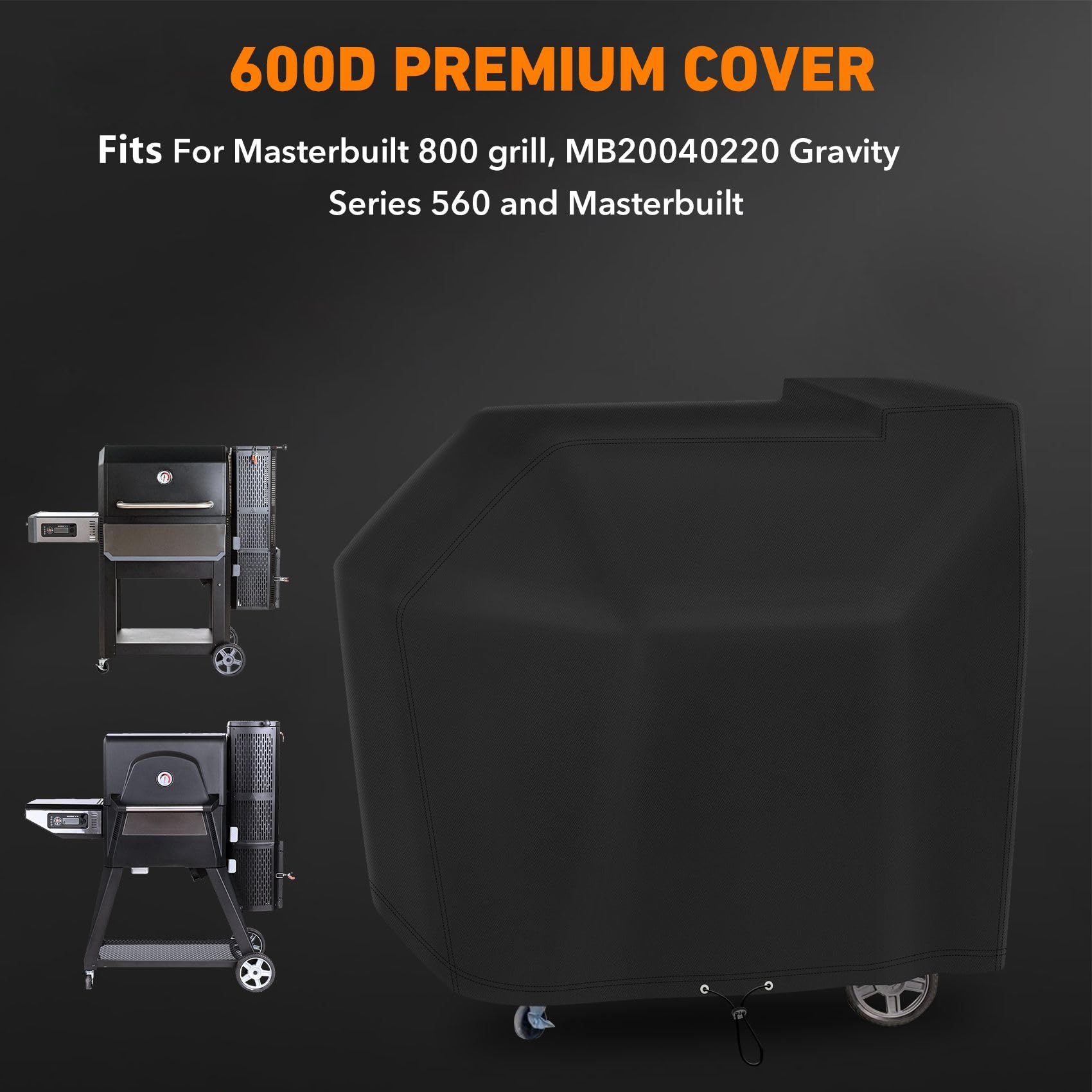Heavy Duty 600D Polyester Waterproof Cover for Masterbuilt 800 & 560 Digital Charcoal Smoker - Compatible with MB20040221 Gravity Series 800 Digital Charcoal Griddle, Grill & Smoker Combo - Outdoor BBQ Protection - Perfect for Backyard Grilling, Smoking & Cooking