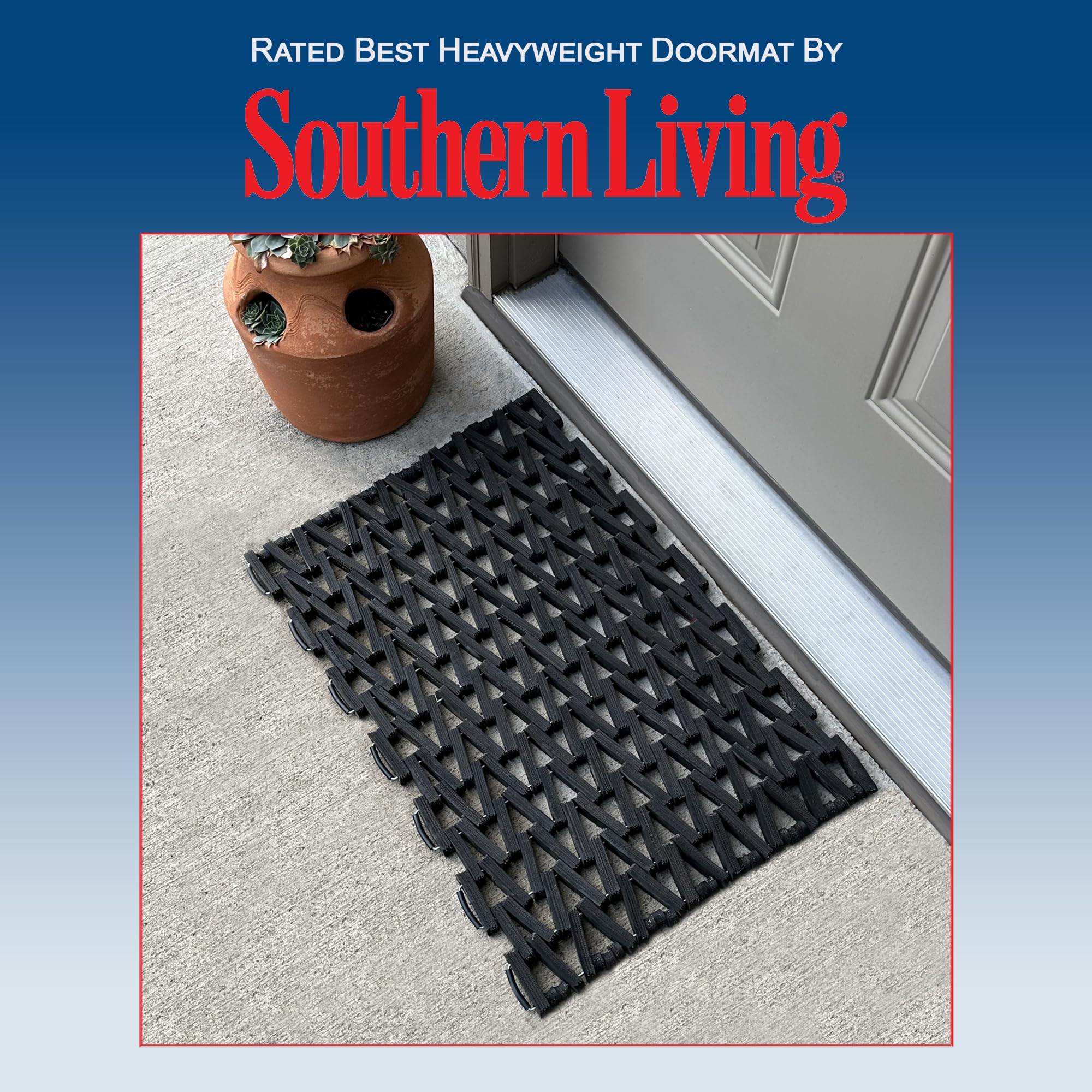 Durable Durite Recycled Tire-Link Outdoor Entrance Mat, Herringbone Weave, 24