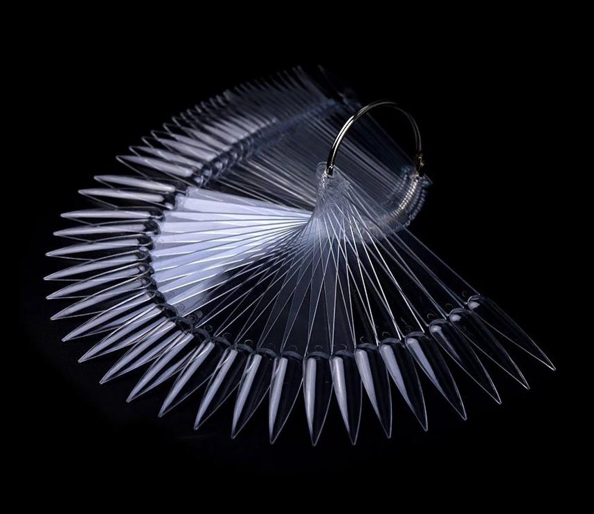 40-Pack Stiletto Nail Tips for Acrylic Nails - Display Key Ring Holder - Perfect for Nail Salons, DIY Manicures & Professional Nail Artists
