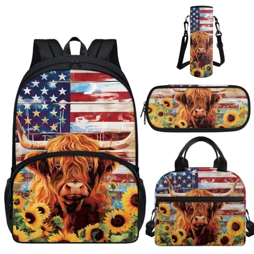 Cattle American Flag Sunflower