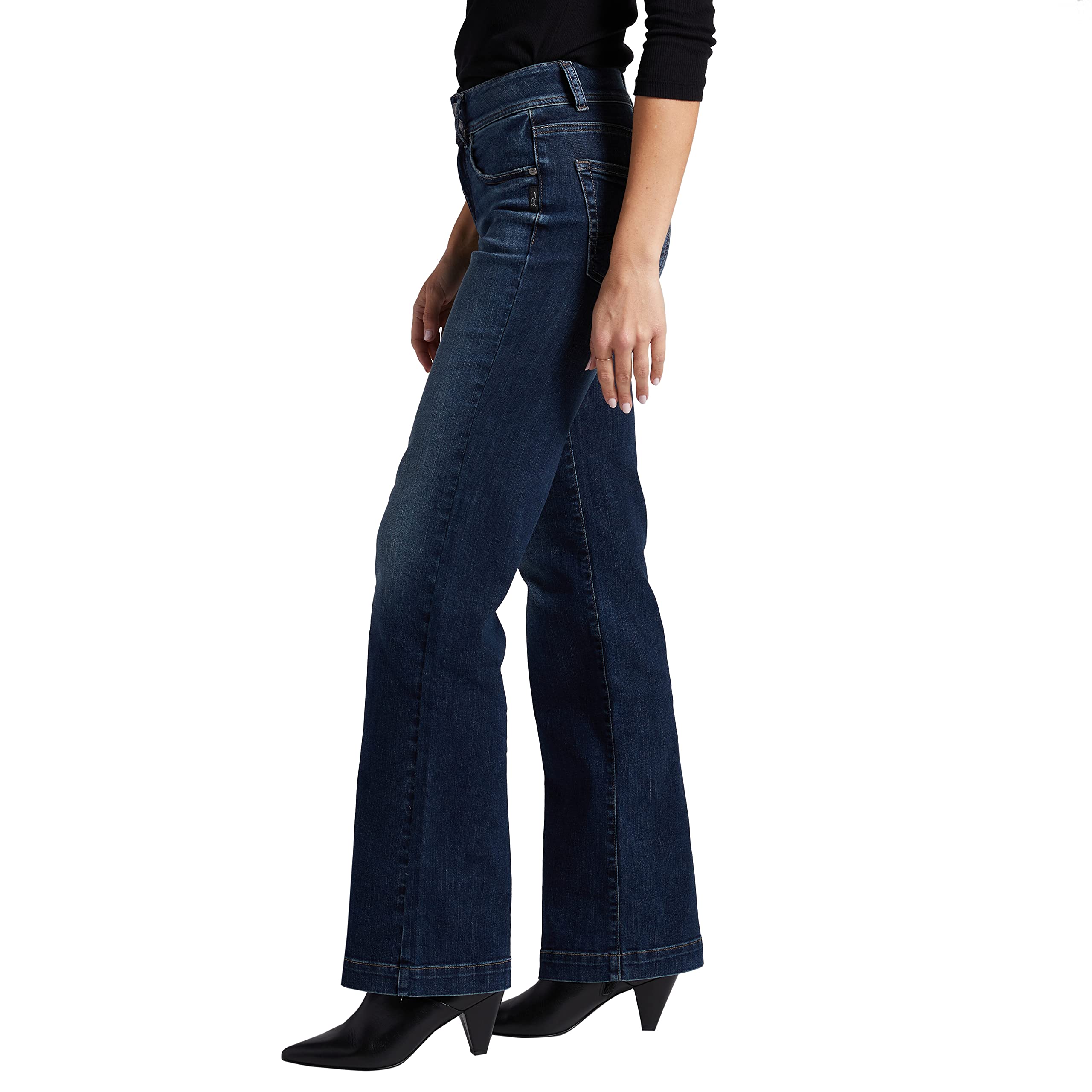 Silver Jeans Co. Women's Avery High Rise Curvy Fit Trouser Jeans - Flattering Bootcut Denim Pants for Plus Size & Hourglass Figures | Perfect for Work, Date Night & Casual Outings