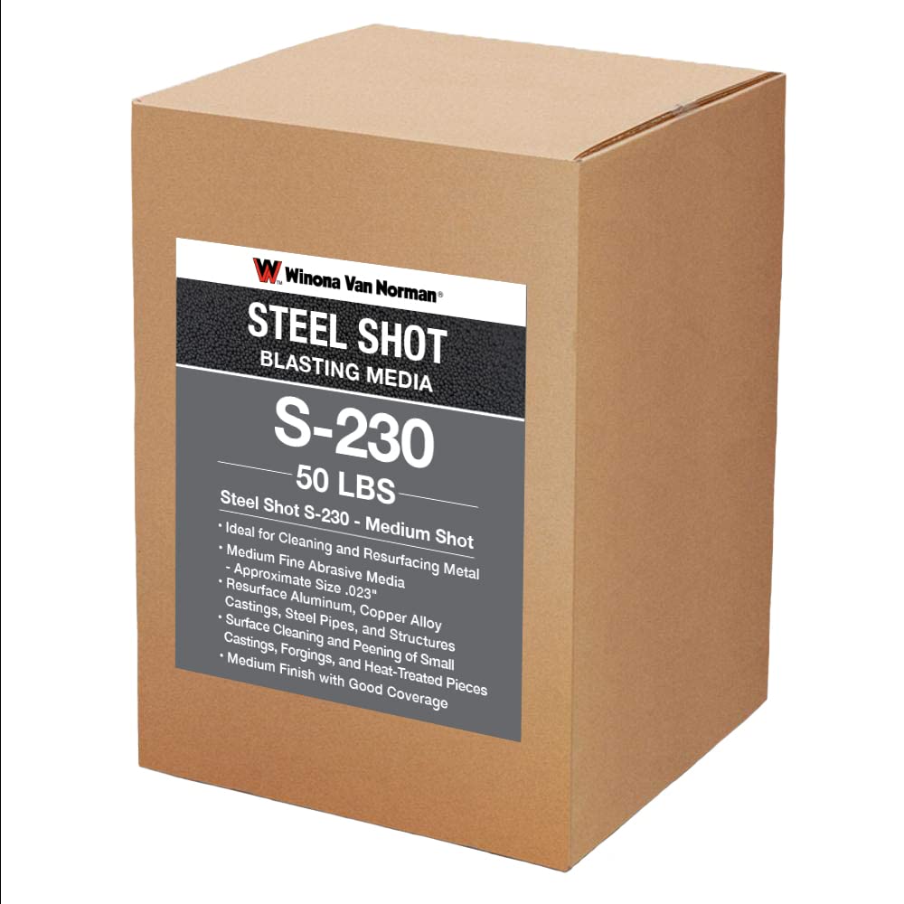 Premium Steel Shot 230 Grit (.58mm) - High-Performance Abrasive Media for Shot Peening, Blasting & Surface Cleaning (50lb Bag) - Ideal for Metal Finishing, Rust Removal & Industrial Cleaning Applications