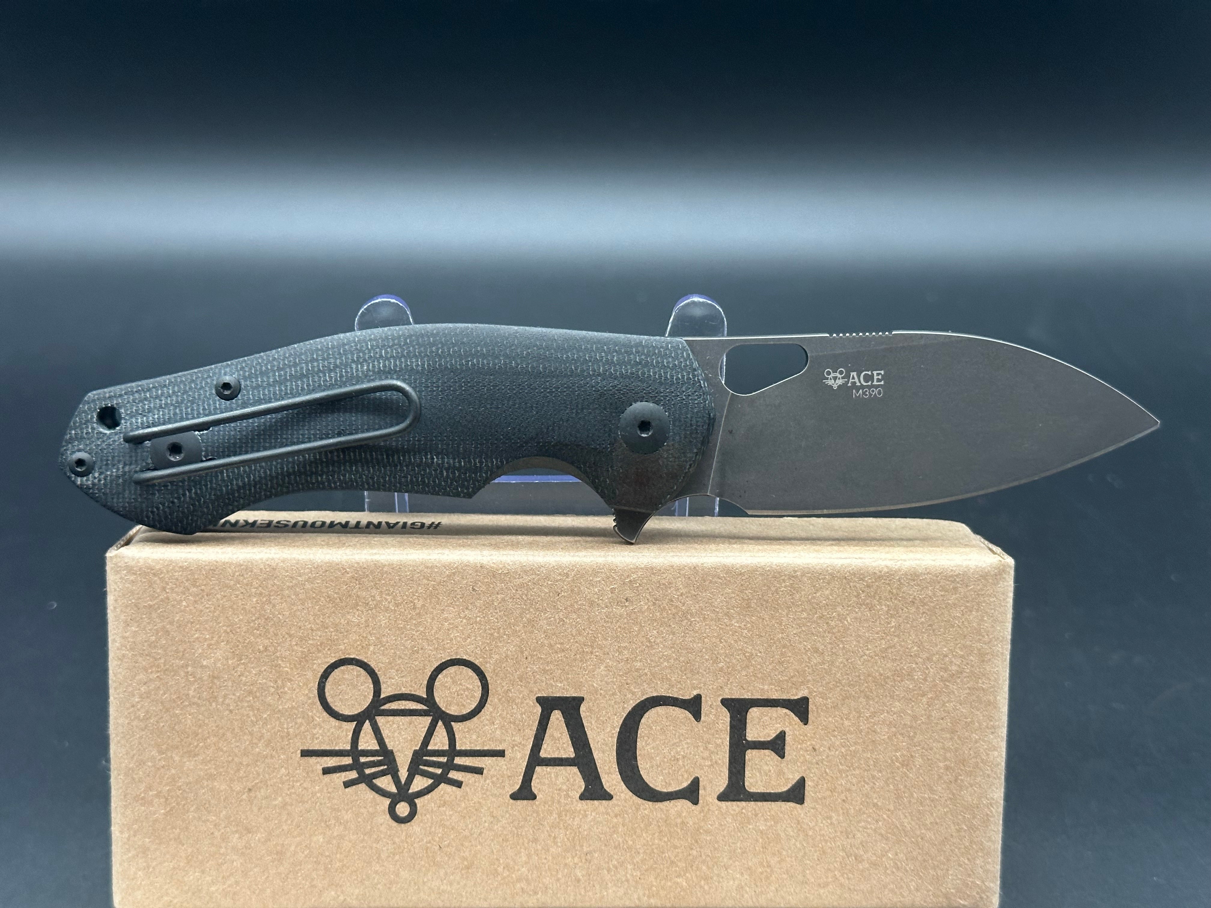 Giant Mouse Biblio Folding Knife - Black Micarta Handle, Premium EDC Pocket Knife for Outdoor, Camping, and Everyday Carry