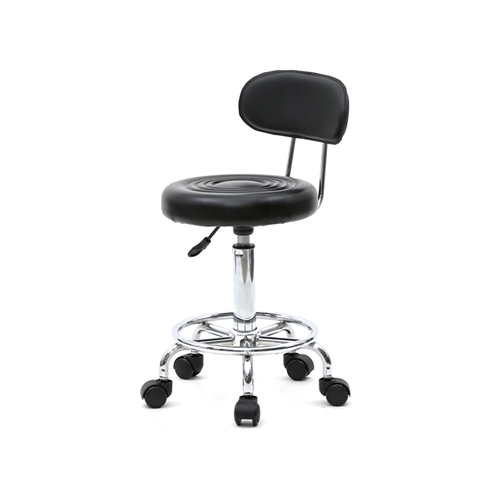 Adjustable Rolling Guitar Stool Chair - Swivel Office Stool for Bedroom, Salon, Spa, Massage & Beauty Desk - Black 34 x 34 x 83.5CM - Perfect for Musicians, Home Office & Professional Use