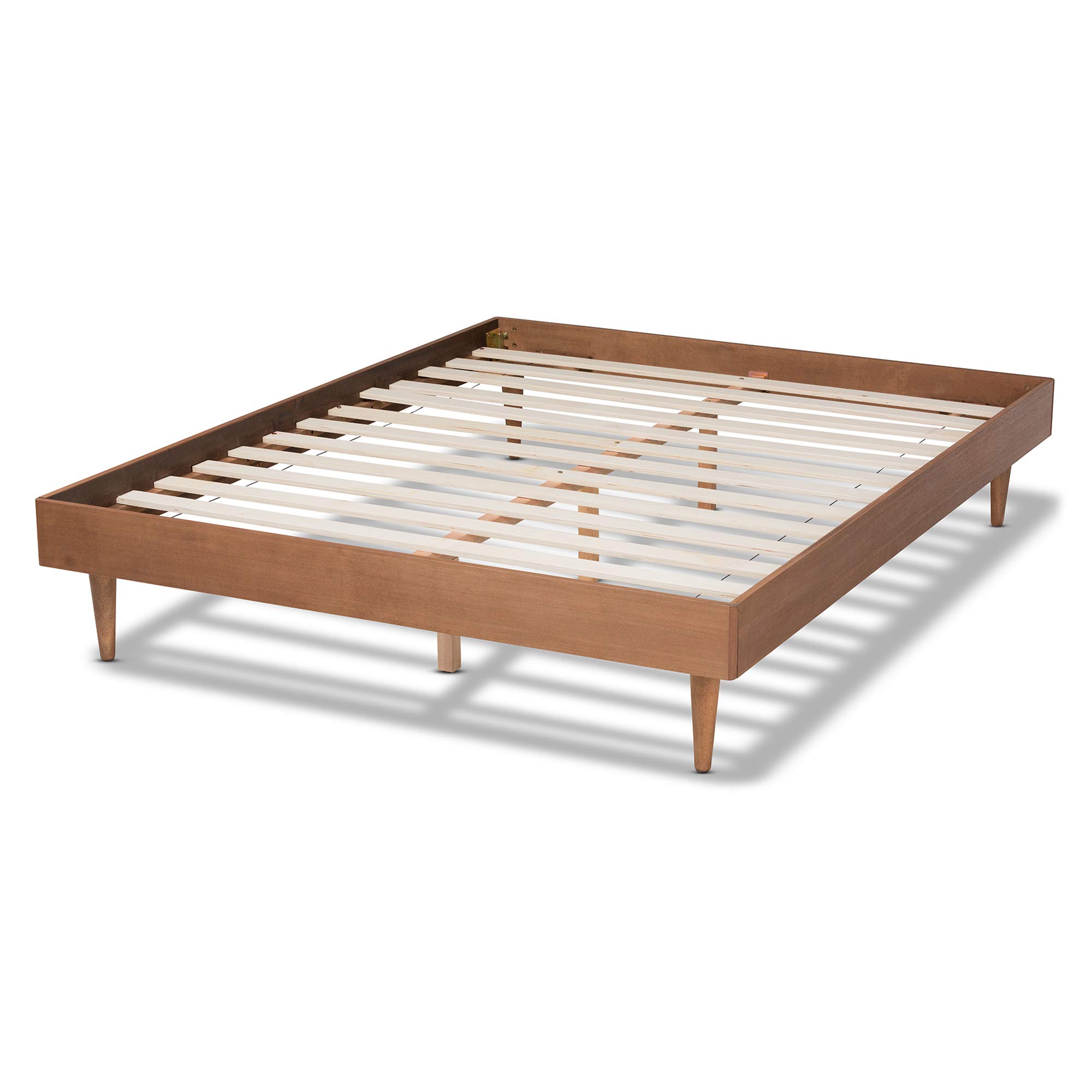 Baxton Studio Queen Size Platform Bed Frame in Ash Walnut - Modern Minimalist Bedroom Furniture for Small Spaces & Apartments