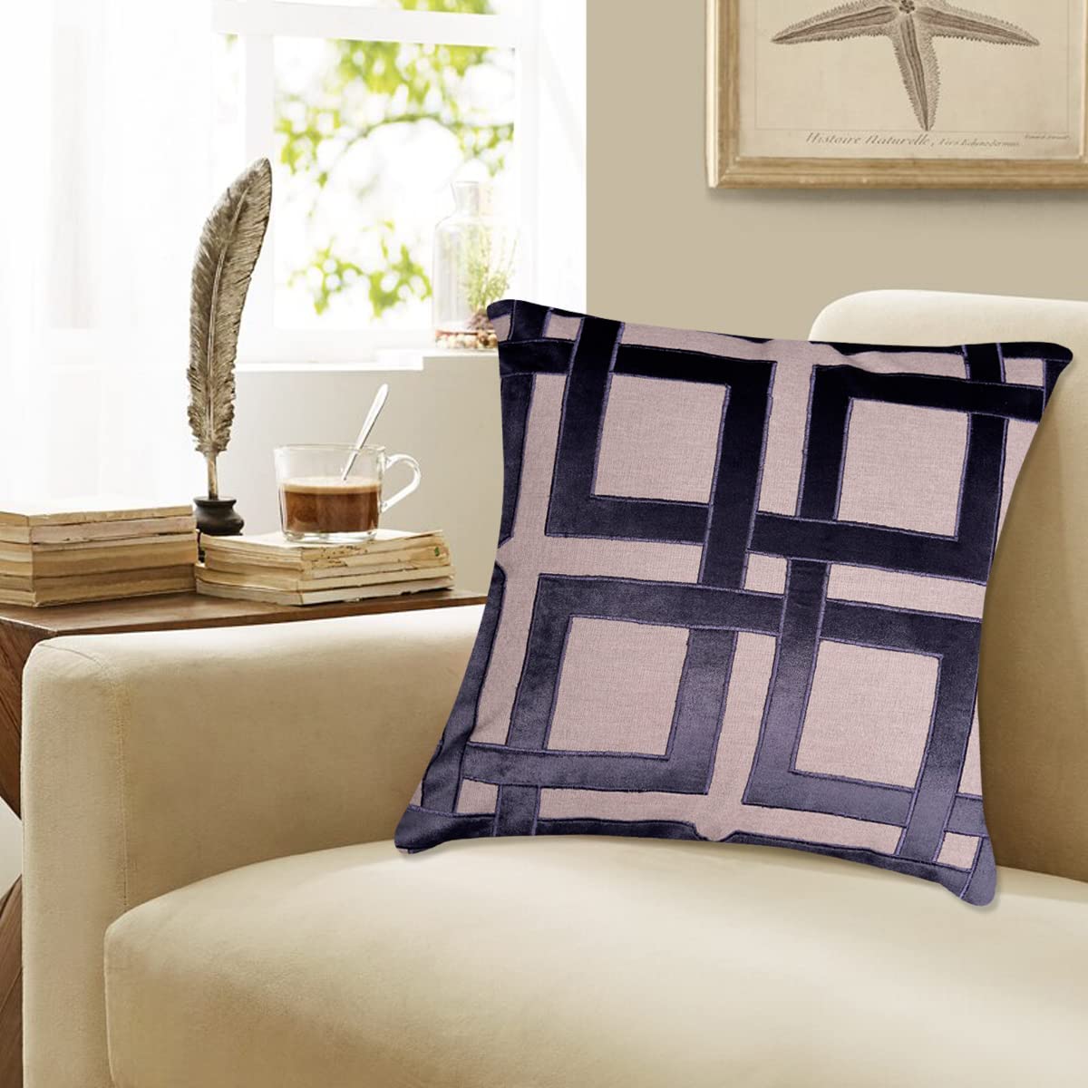 Decozen Embroidered Zipper Pillow Covers 20x20 Inches - 4 Piece Beige Brown Throw Pillow Cases for Sofa, Couch, Bed & Home Decor - Perfect for Living Room, Bedroom & Office Styling