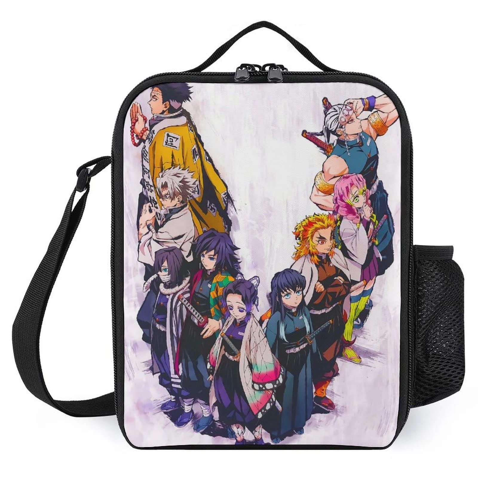 Anime Insulated Lunch Bag - Reusable & Portable Lunch Box Tote with Side Pocket for Men & Women - Perfect for Work, School, Picnic & Travel (25x20x8cm)