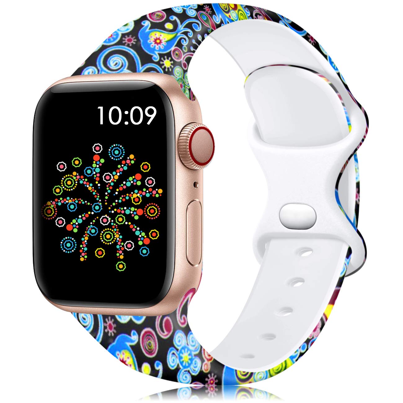 Lerobo Compatible with Apple Watch Bands 45mm 44mm 42mm 49mm - Floral Print Silicone Replacement Strap for iWatch Series 8/7/6/5/4/3/2/1 & SE - Stylish Unisex Design for Women & Men - Perfect for Workouts, Daily Wear & Fashion Accessories
