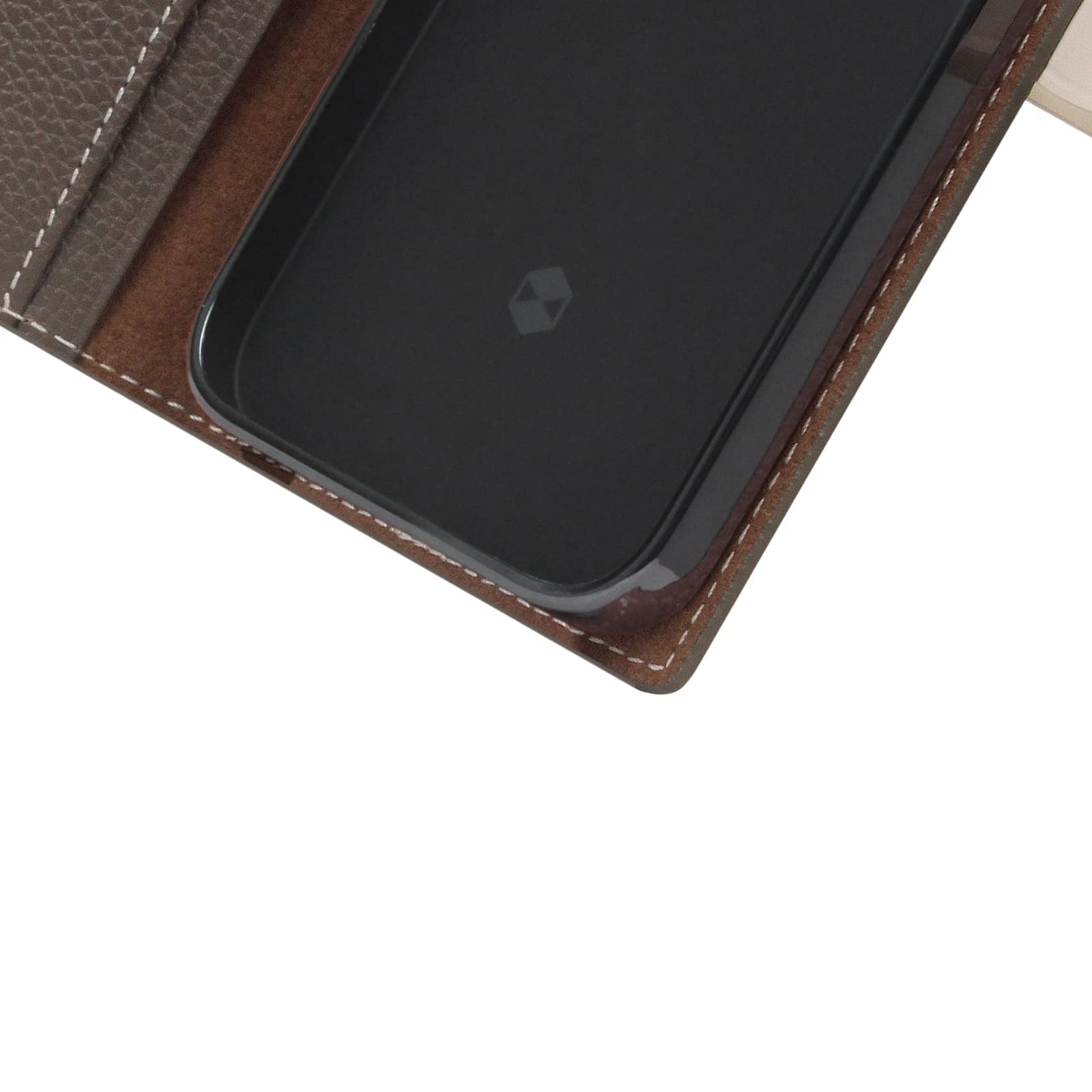 Premium SLG D8 Edition Full Grain Leather Wallet Case for iPhone 12 Pro Max - Handcrafted Diary Style with Card Slots & Snap Closure Side Pocket, Includes Gift Box (Etoffe Cream) | Perfect for Everyday Use, Business Travel & Luxury Gifting
