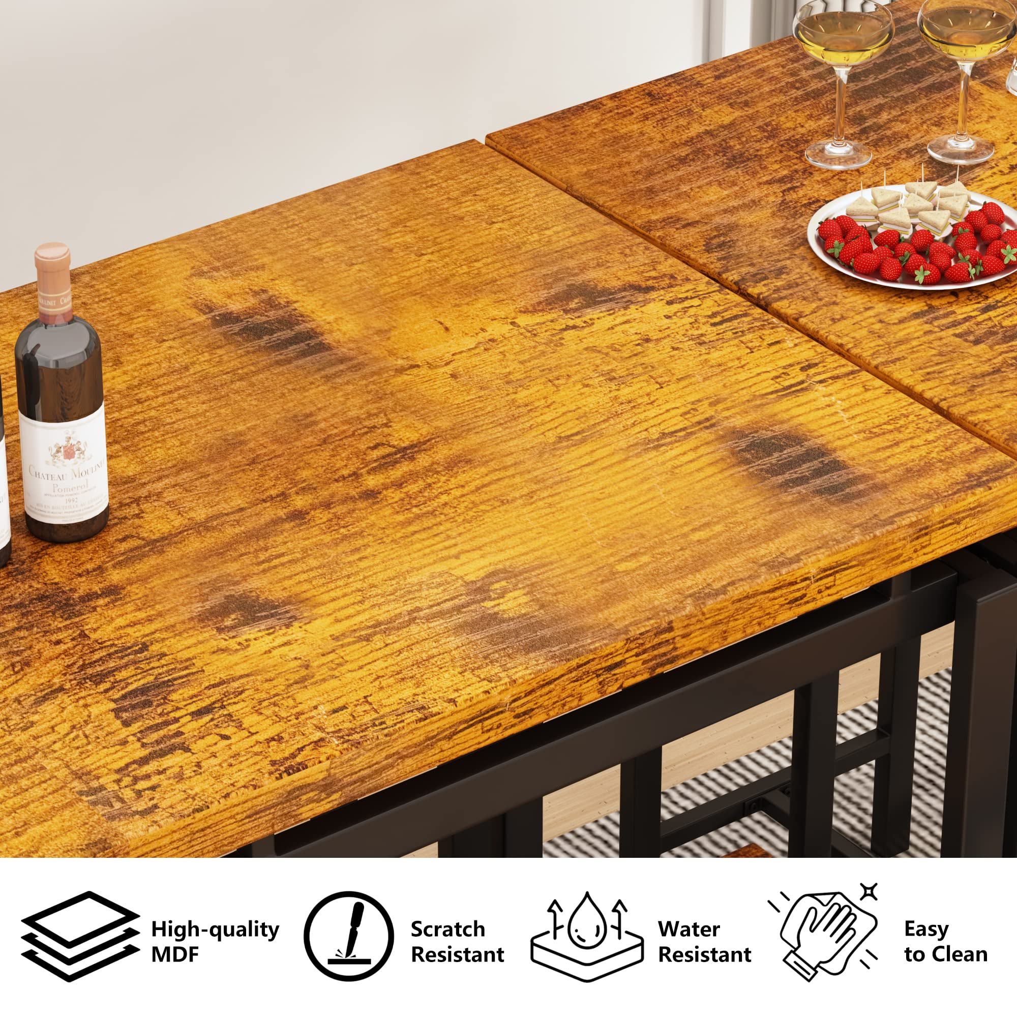 Industrial Bar Table and Chairs Set - 47