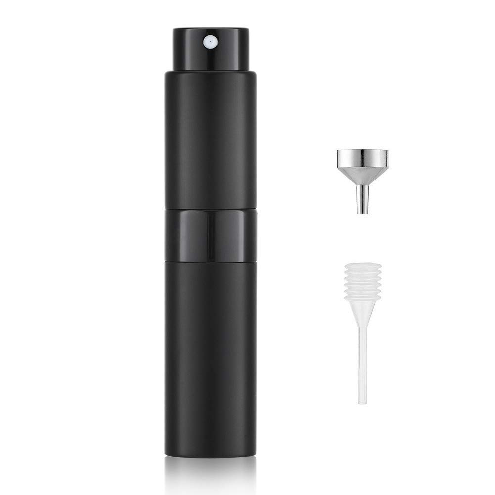 ZUGAD 8ML Travel Perfume Spray Bottle - Empty Refillable Cologne Dispenser, Portable Atomizer for Women & Men, Matte Black - Perfect for Gym, Office & Airplane Carry-On