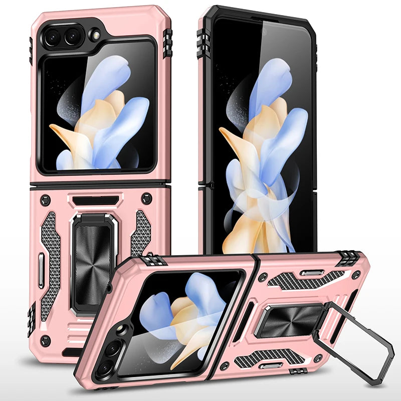 Samsung Galaxy Z Flip 6 Rugged Armor Case with Slide Window Lens - Shockproof Protective Cover for Outdoor Activities & Daily Use