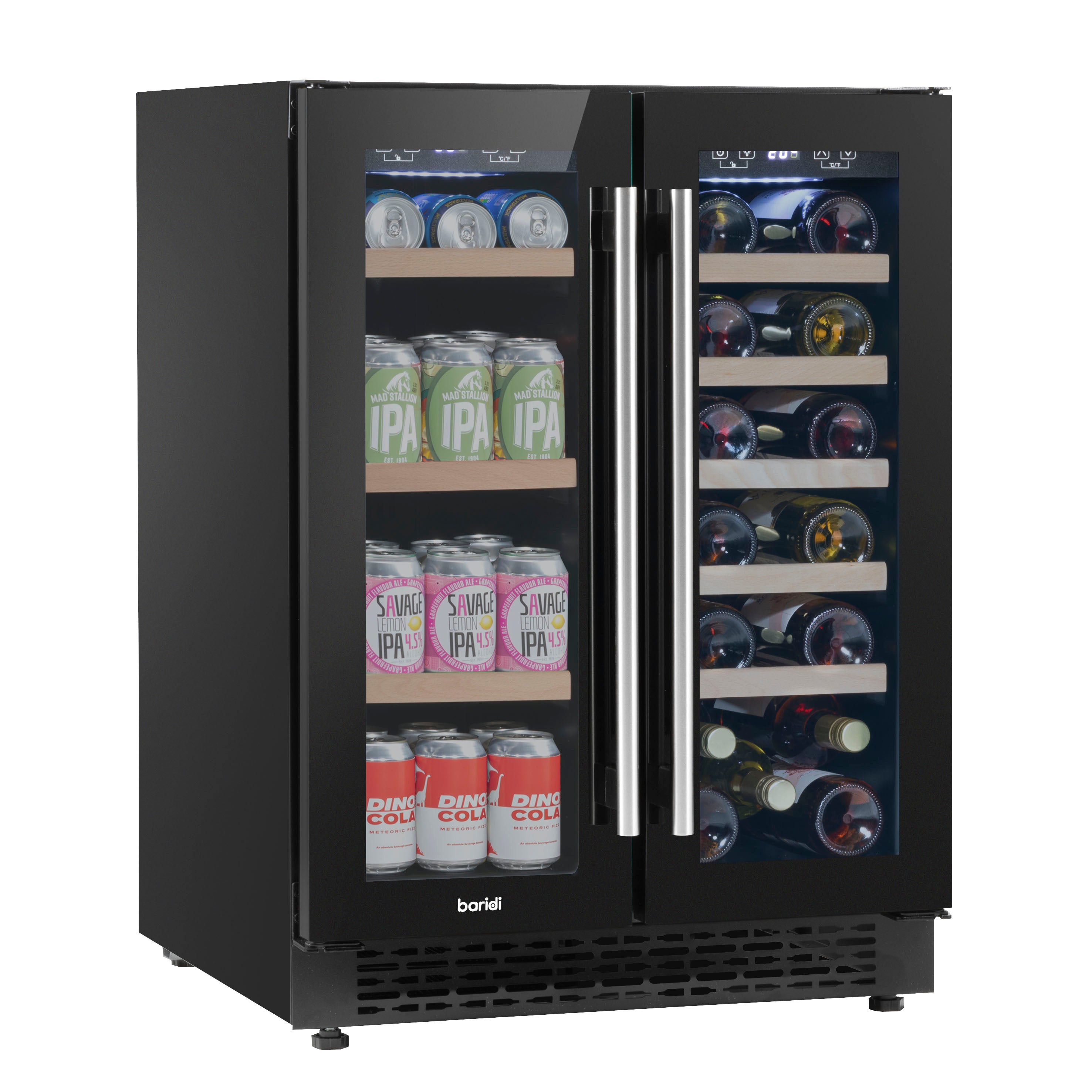 Baridi 40 Bottle Dual Zone Wine Cooler & Beverage Fridge - Freestanding or Under Counter Installation - Perfect for Home Bars, Restaurants, and Wine Cellars (120 Can Capacity) - Model DH96