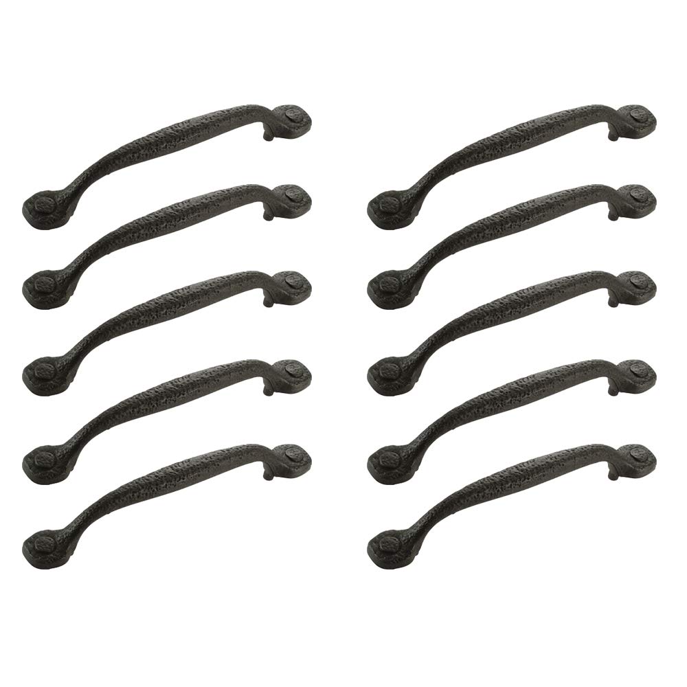 Hickory Hardware P2998-BI 128mm Refined Rustic Cabinet Pull, Black Iron (10 Pack) - Perfect for Kitchen Cabinets, Drawers, and Furniture Hardware Upgrade
