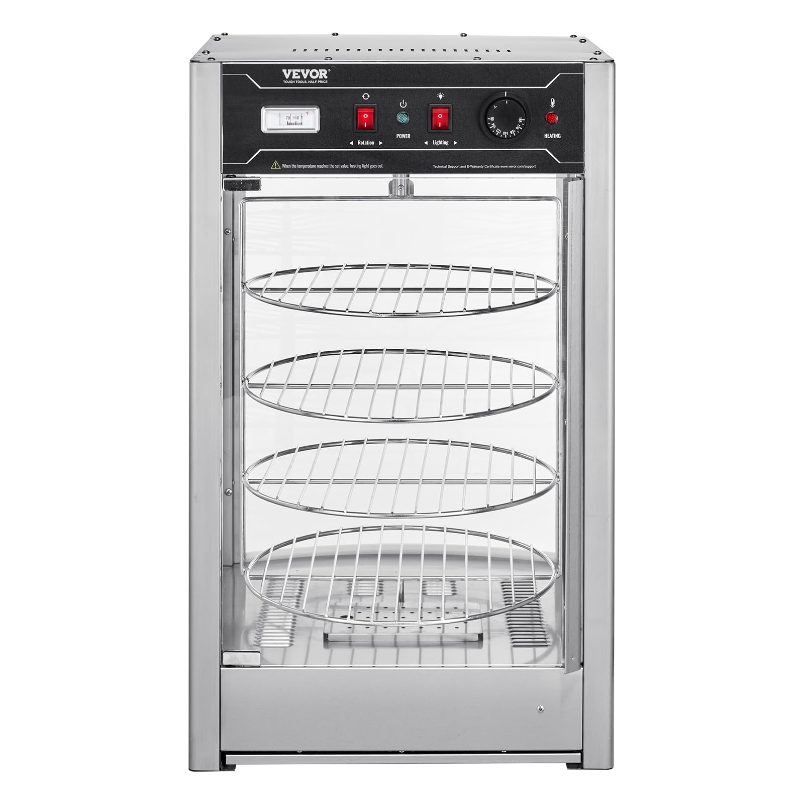 VEVOR 4-Tier Commercial Pizza Warmer with Rotary Steam Heating | 14