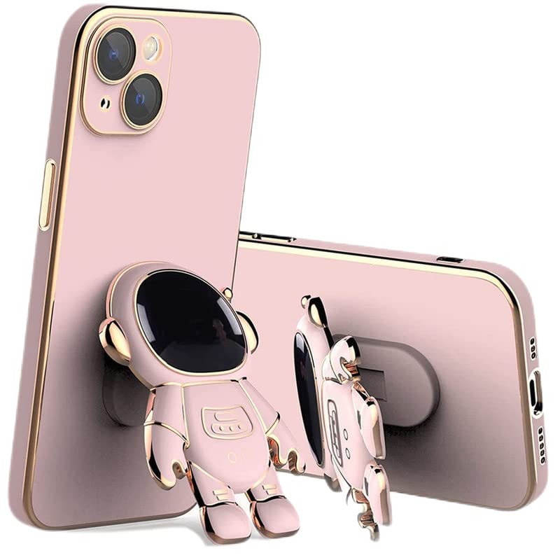 6D Plating Astronaut Hidden Stand Phone Case for iPhone & Samsung - Protective Cover with Lens Film & Kickstand - Perfect for Travel, Work & Everyday Use