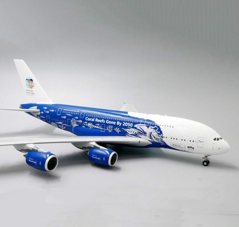 1/200 Scale CMO Airbus A380-800 Portugal HiFly Airlines Metal Die-Cast Model Plane - 14.3x15.7 Inch Collectible Aircraft for Aviation Enthusiasts, Home Office Decor & Unique Gifts for Pilots