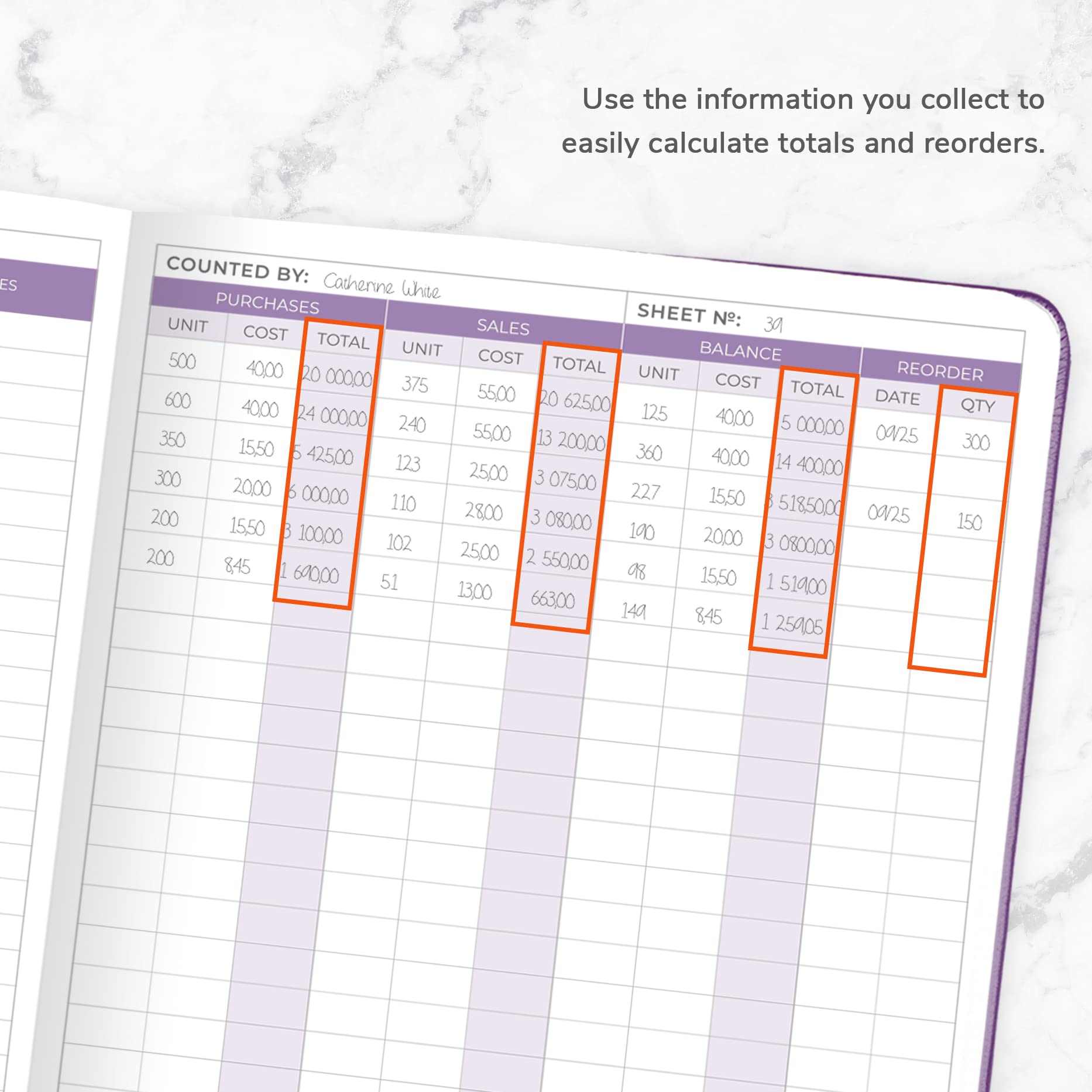Clever Fox Small Business Inventory & Sales Log Book - Undated Hardcover A5 Purple Ledger Notebook for Tracking Purchases, Orders & Reorders | Perfect for Retail Stores, E-commerce Sellers & Wholesale Businesses