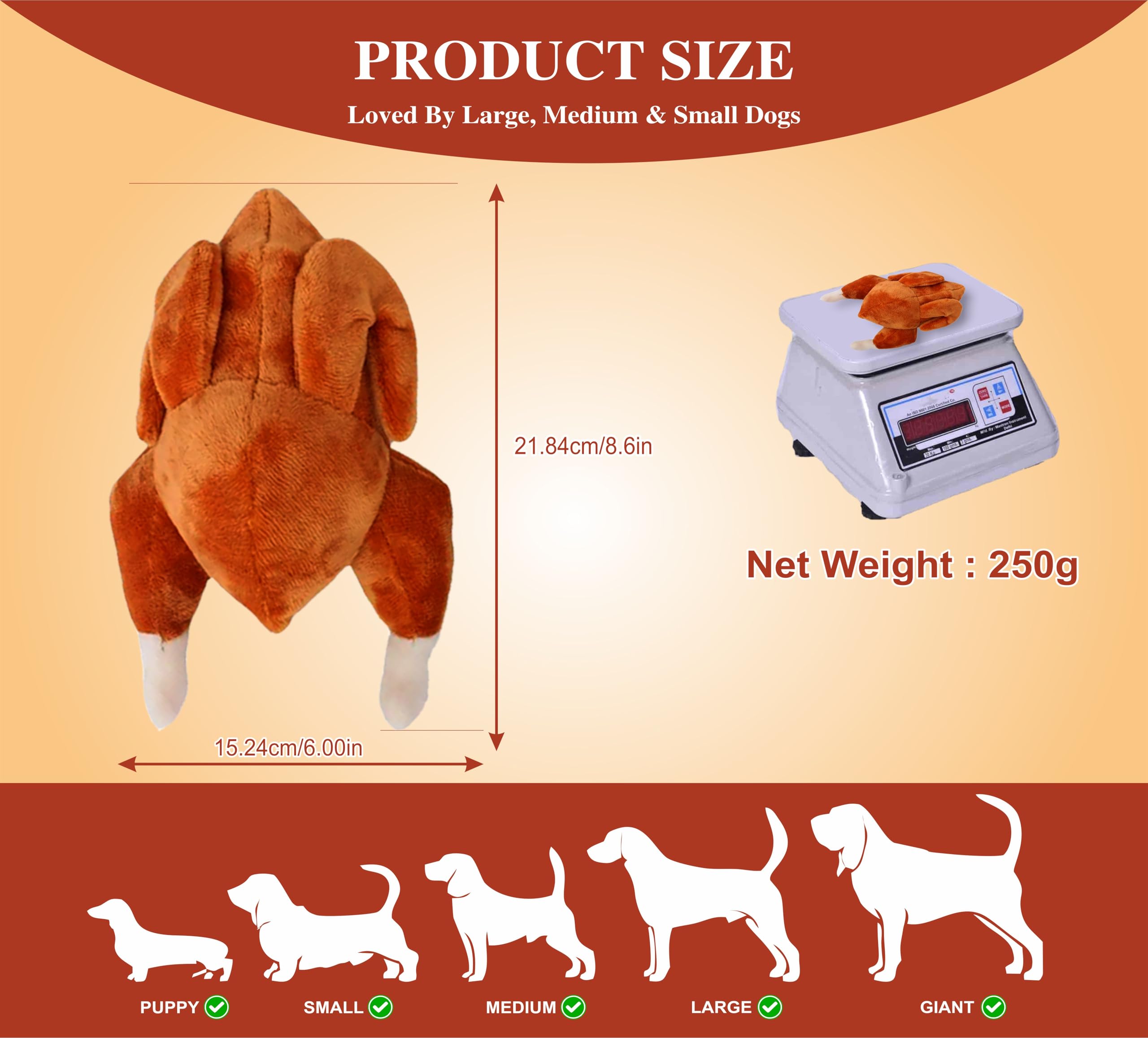 Indestructible Thanksgiving Turkey Stuffed Chicken Roasted Dog Plush Toy - Durable Squeaky Chew Toy for Aggressive Chewers - Interactive Sound Pet Toy for Large Dogs - Perfect for Playtime, Training & Stress Relief