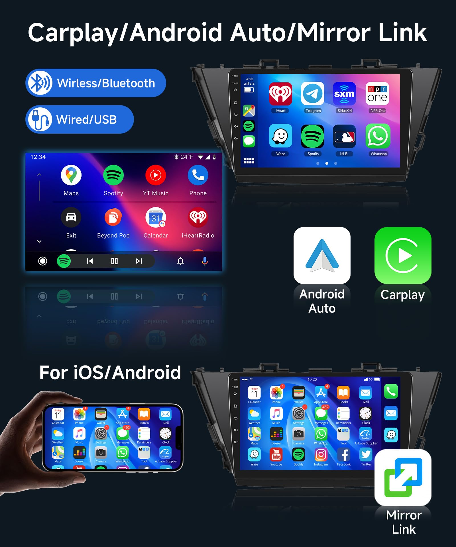 2G 64G Android Car Stereo for Toyota Prius Plus V Alpha LHD RHD 2012-2017 - 9 Inch Touch Screen with Wireless CarPlay, Android Auto, GPS, Bluetooth, WiFi, FM RDS & Backup Camera - Perfect for Upgrading Your Car's Entertainment System
