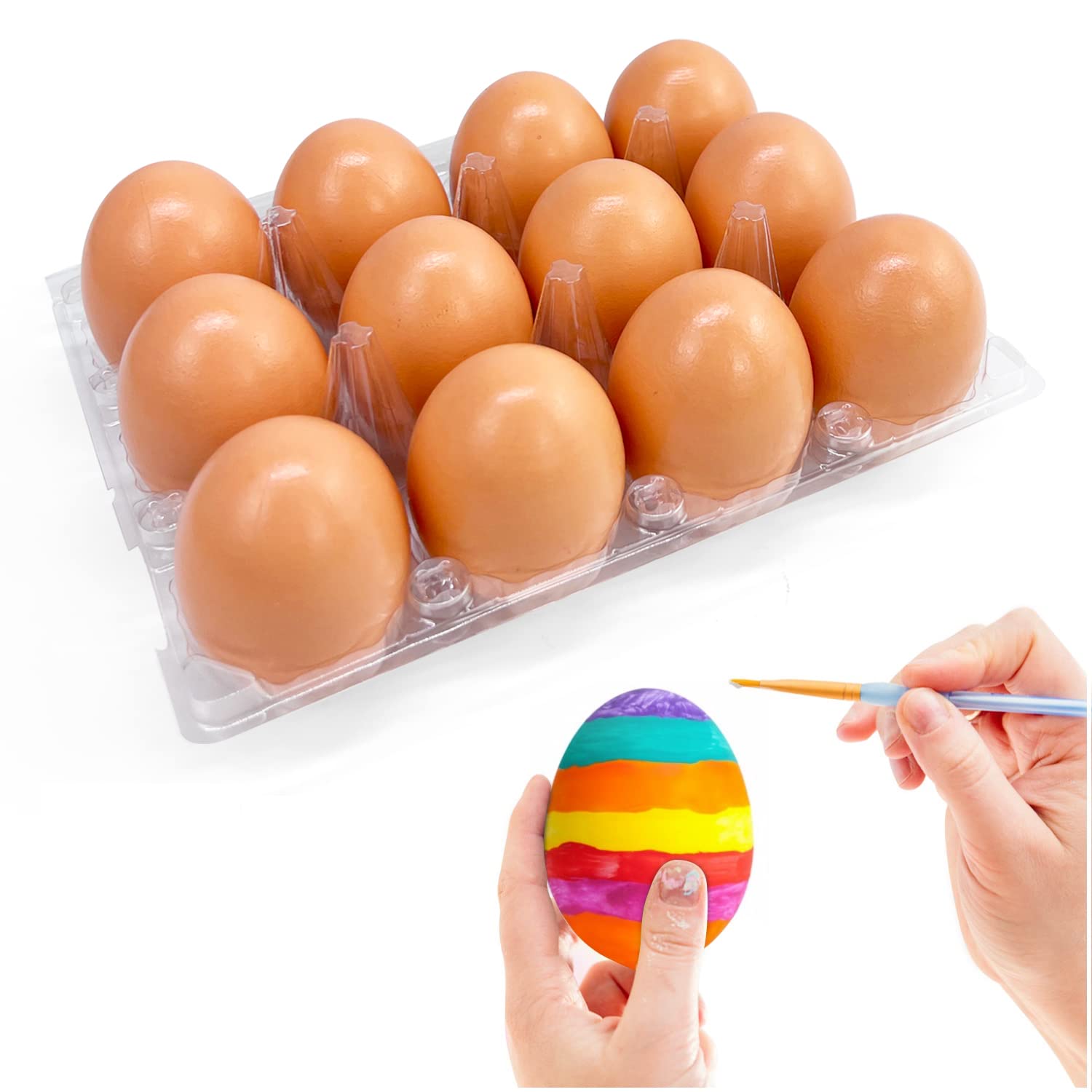 12-Piece Wooden Fake Eggs Set - Easter Home Decor, DIY Craft for Kids, Kitchen Decoration & Easter Gift - Perfect for Easter Egg Hunts, Party Favors, and Seasonal Table Centerpieces
