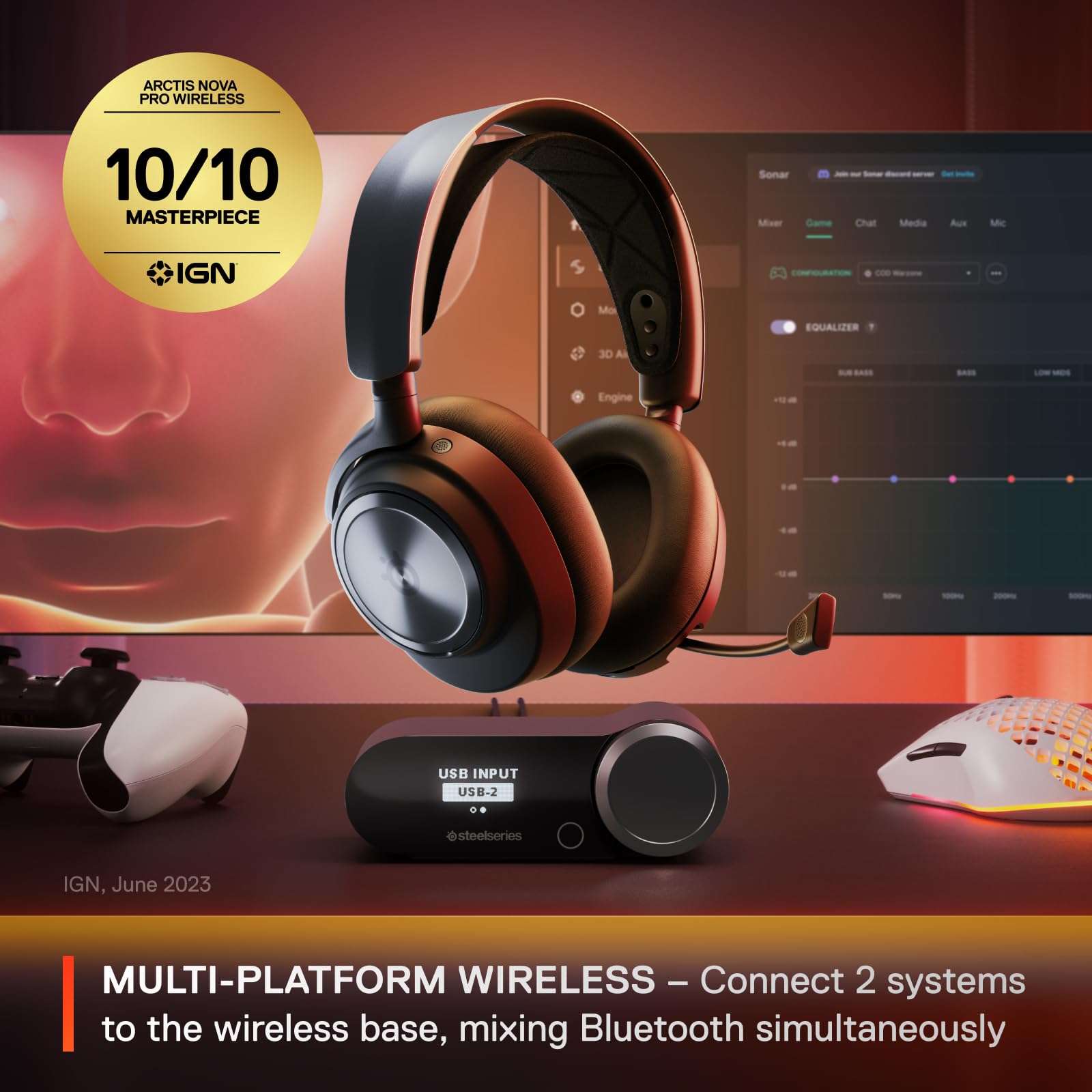 SteelSeries Arctis Nova Pro Wireless Gaming Headset with Hi-Fi Sound & Active Noise Cancellation - Multi-Platform Compatible (PC, PS5, PS4, Nintendo Switch, Mobile) - Infinity Power System & Retractable Mic for Pro Gamers - Perfect for Competitive Gaming, Streaming, and Home Entertainment