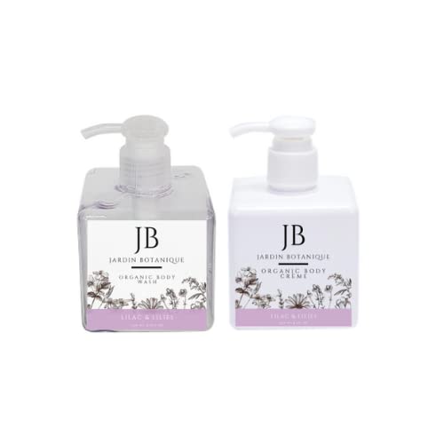 Lilac & Lilies Organic Body Wash & Body Cream Set - 8oz Moisturizing Bath & Shower Gift Set for Women, Natural Skin Care Routine for Dry & Sensitive Skin - Perfect for Spa Days & Relaxing Self Care