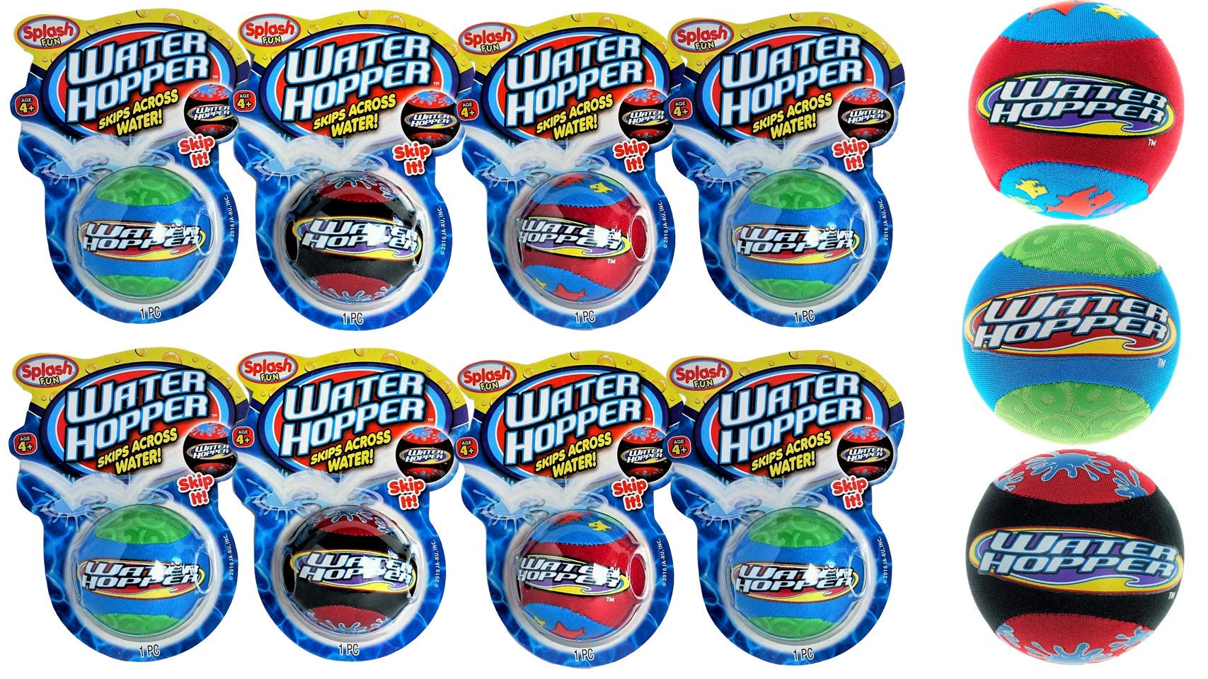 JA-RU Water Skip Ball (8 Pack) - Bouncy Hopper Ball for Kids - Fun Outdoor Summer Toys for Swimming Pool, Lake & Beach - Perfect Stocking Stuffers & Party Favors - Great for Backyard Play, Birthday Parties & Water Games (880-8B)