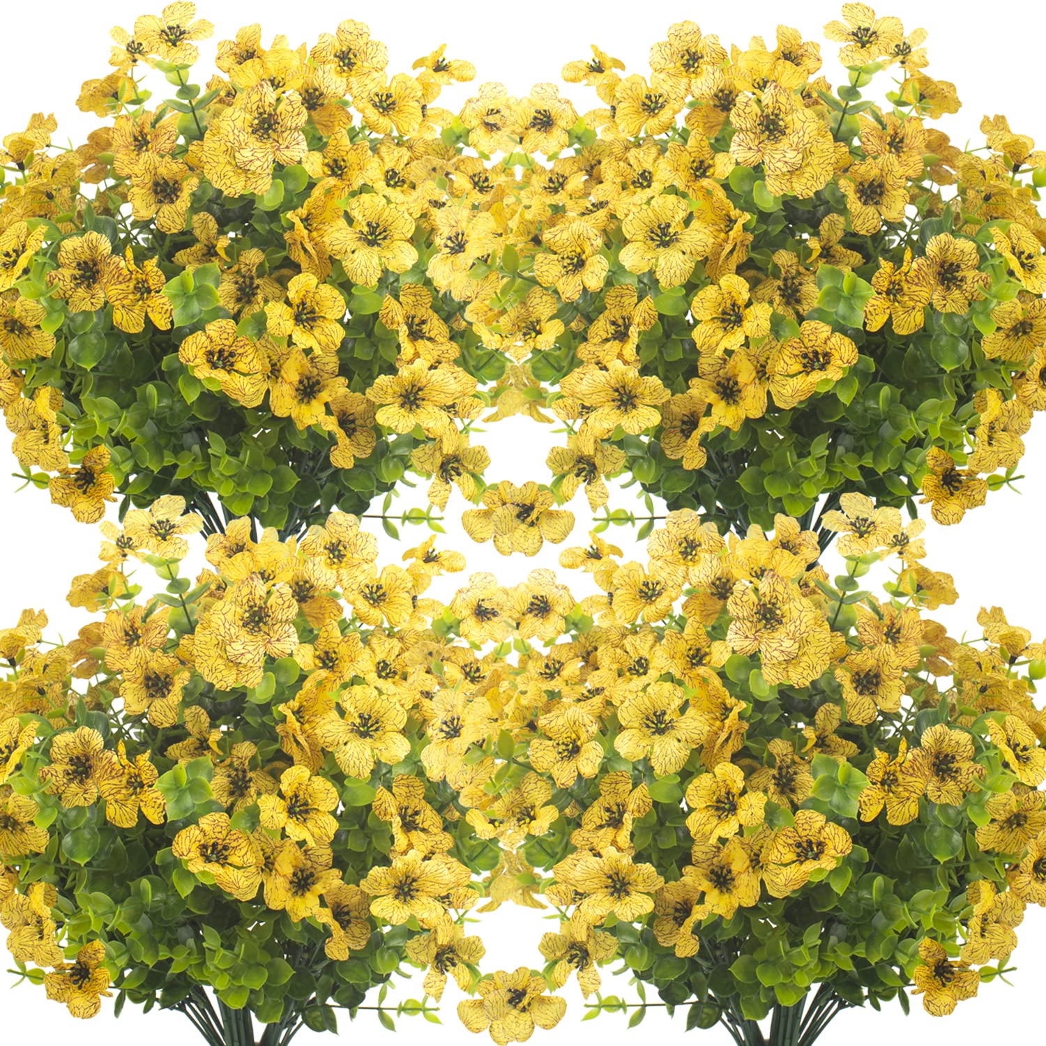 10 Bundles UV Resistant Artificial Flowers for Outdoor - Fade Proof Fake Plants for Garden, Porch, Window Box Decor - Bright Yellow Faux Flowers for Home & Wedding Decorations